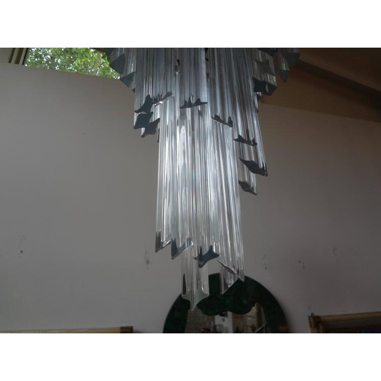 Italian Murano Glass Spiral Chandelier, Venini Style For Sale