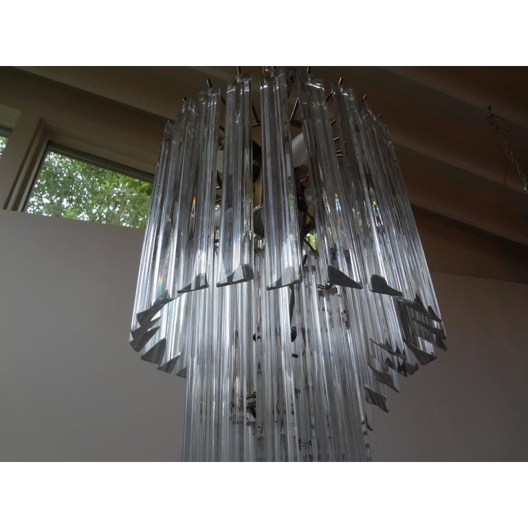 Murano Glass Spiral Chandelier, Venini Style In Good Condition For Sale In Houston, TX