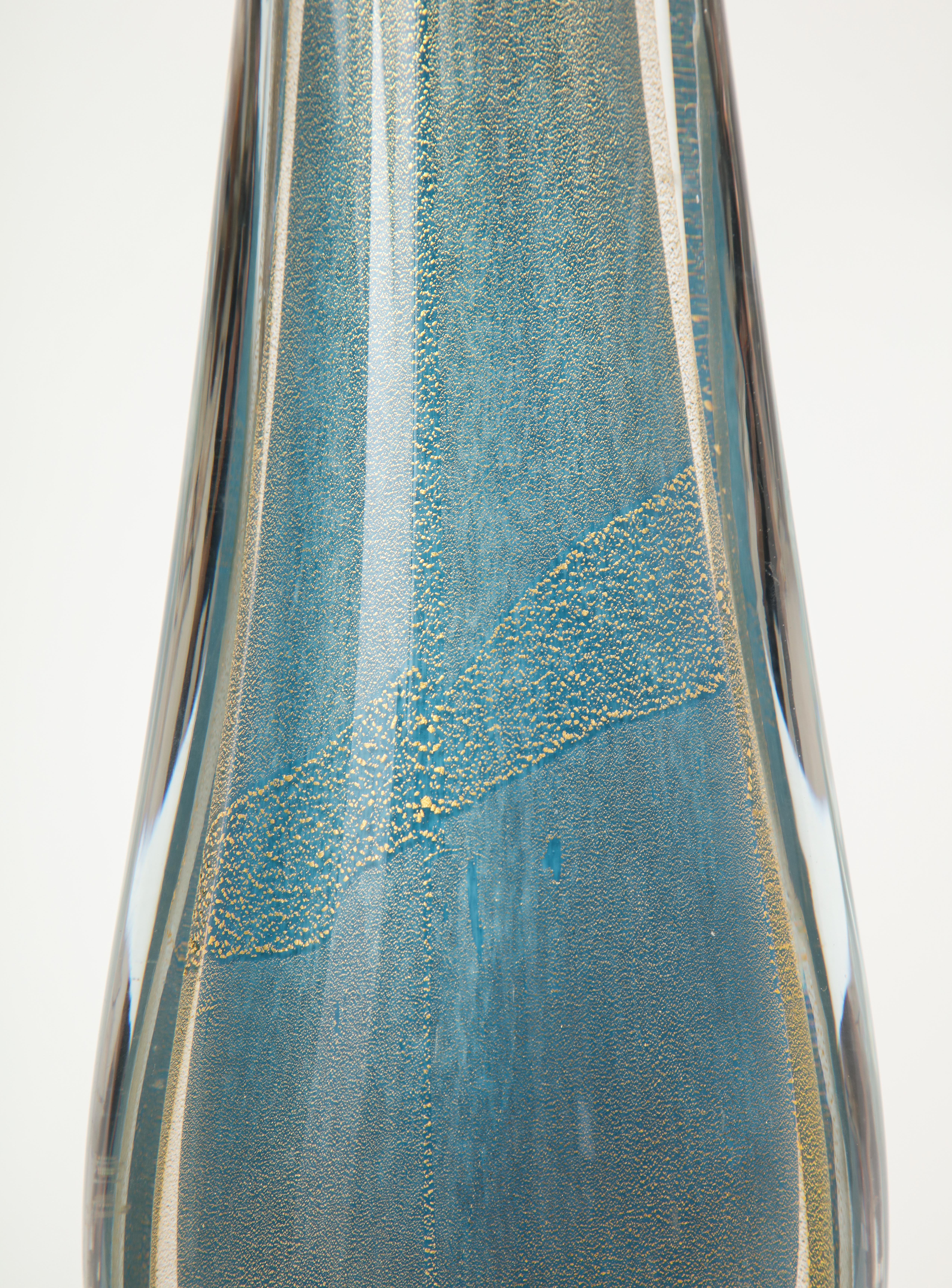 Venini Style French Blue Murano Glass Lamps 1