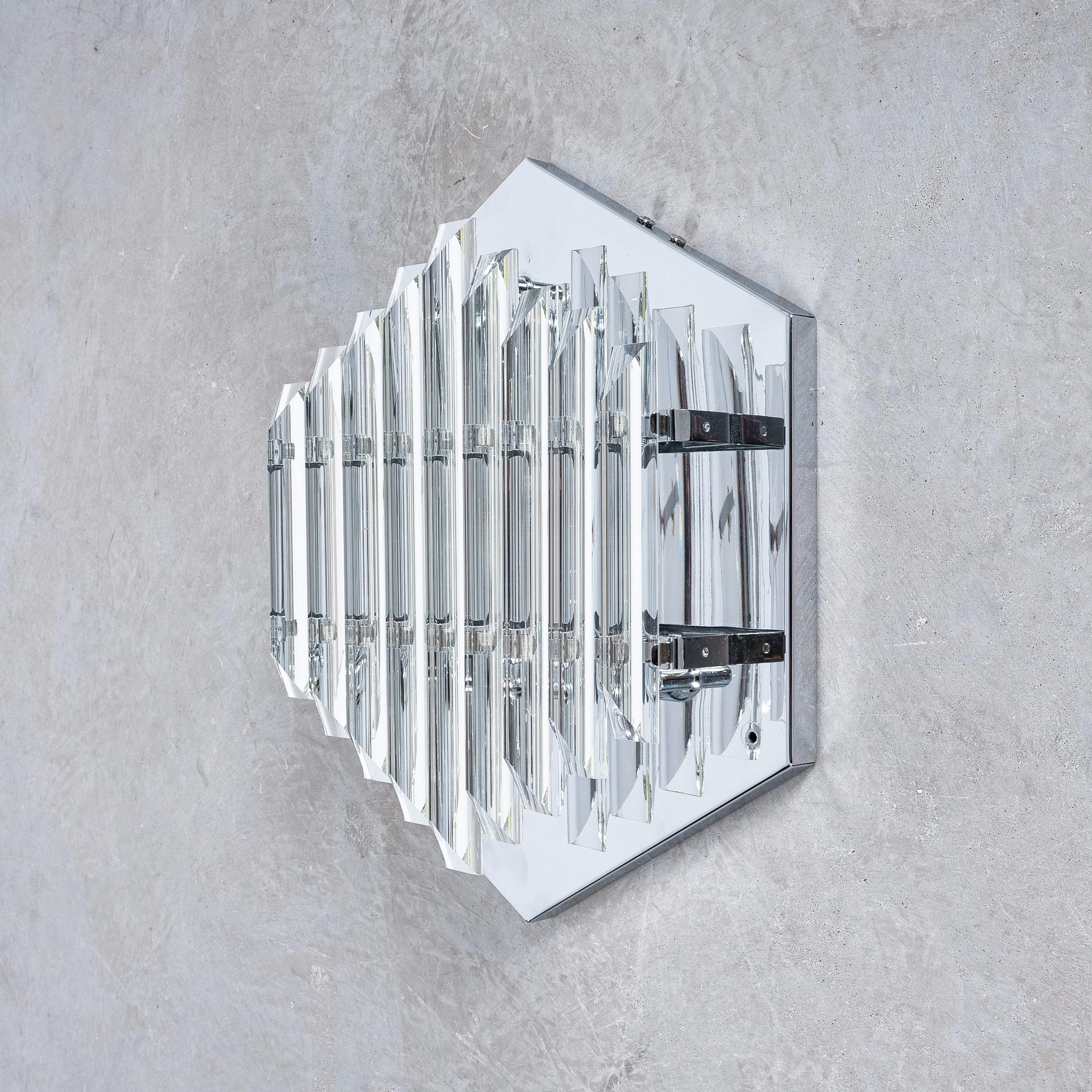 Venini Style Italian Murano Glass & Chrome Flush Mounts, Italy 1