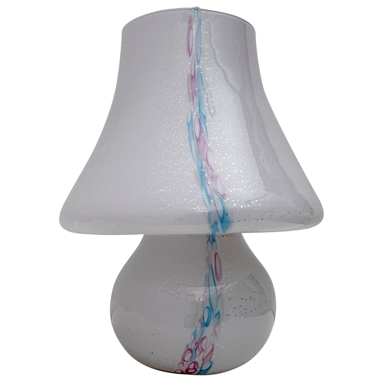 Venini Style Modern Italian Murano Glass Mushroom Table Lamp, 1980s