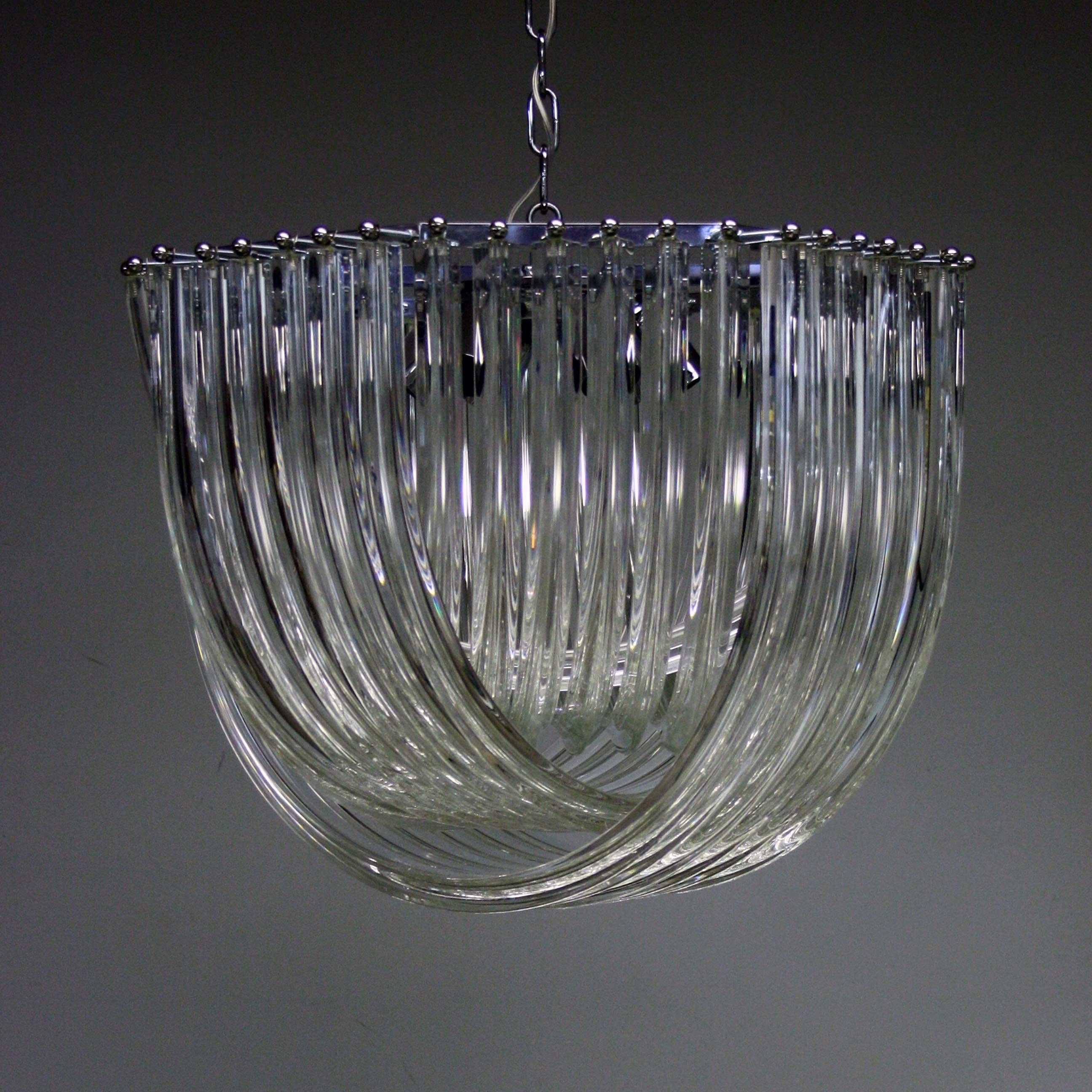 Italian Venini Style Murano Glass Chandelier  For Sale