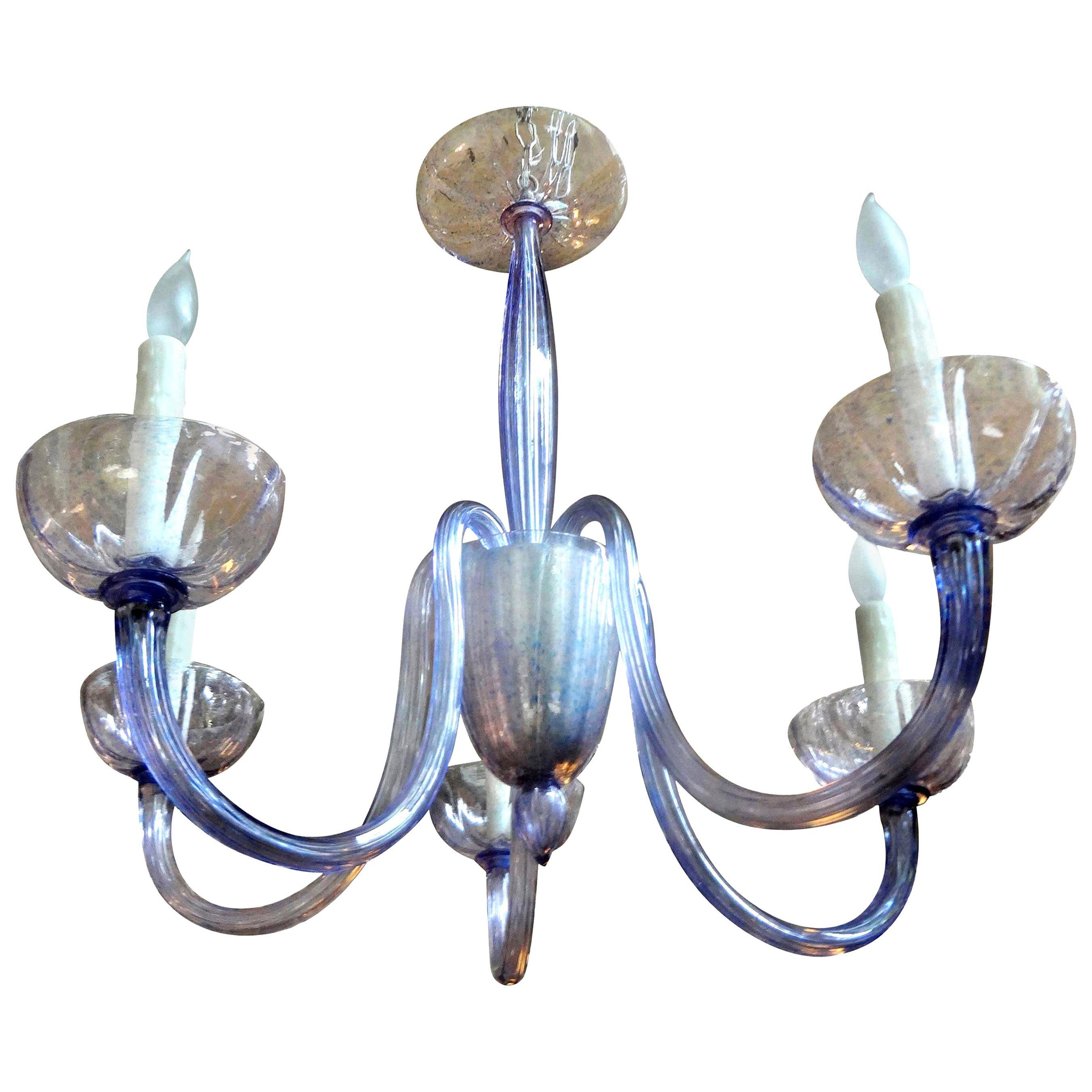 Venini Style Murano Glass Chandelier Violet or Lavender Colored