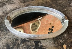 Venini Style Murano Oval Twisted Glass Rope Vanity Tray, Italy, 1940s