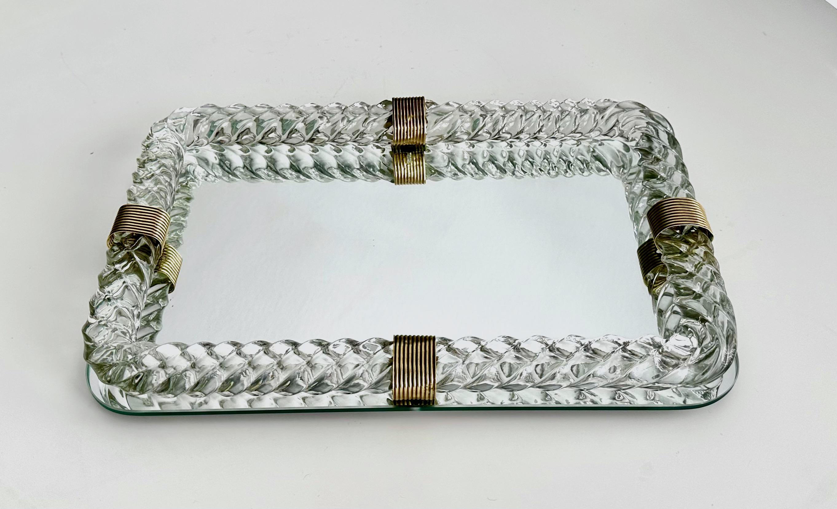 Venini Style Murano Twisted Rope Glass Vanity Tray 8