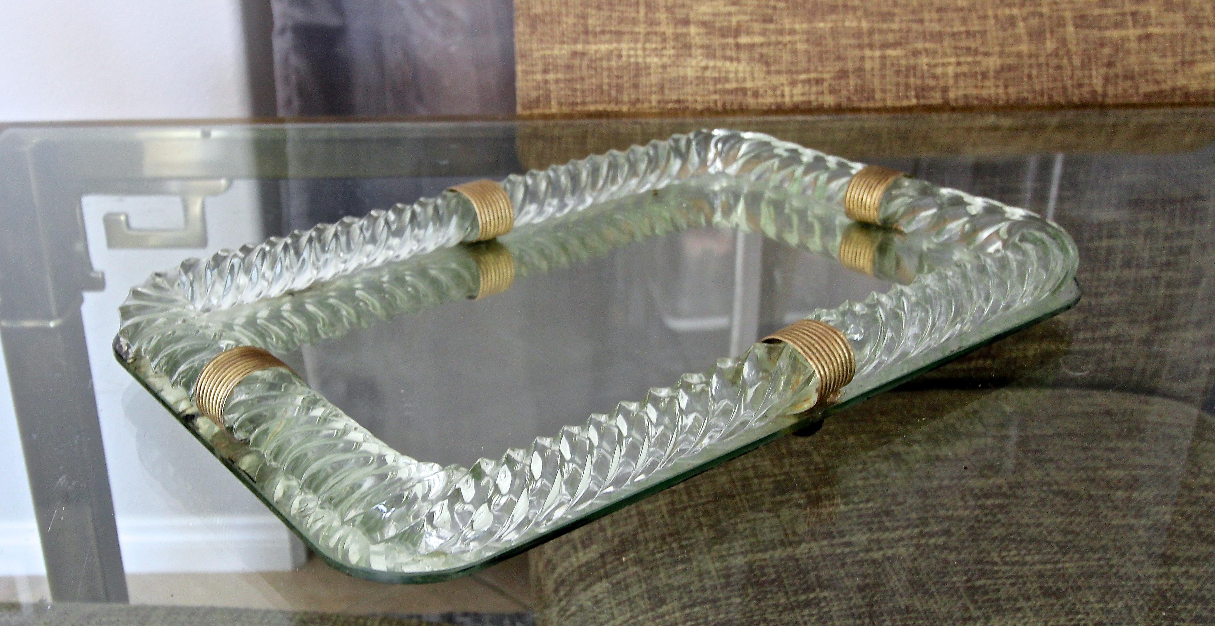 Venini Style Murano Twisted Rope Glass Vanity Tray 10