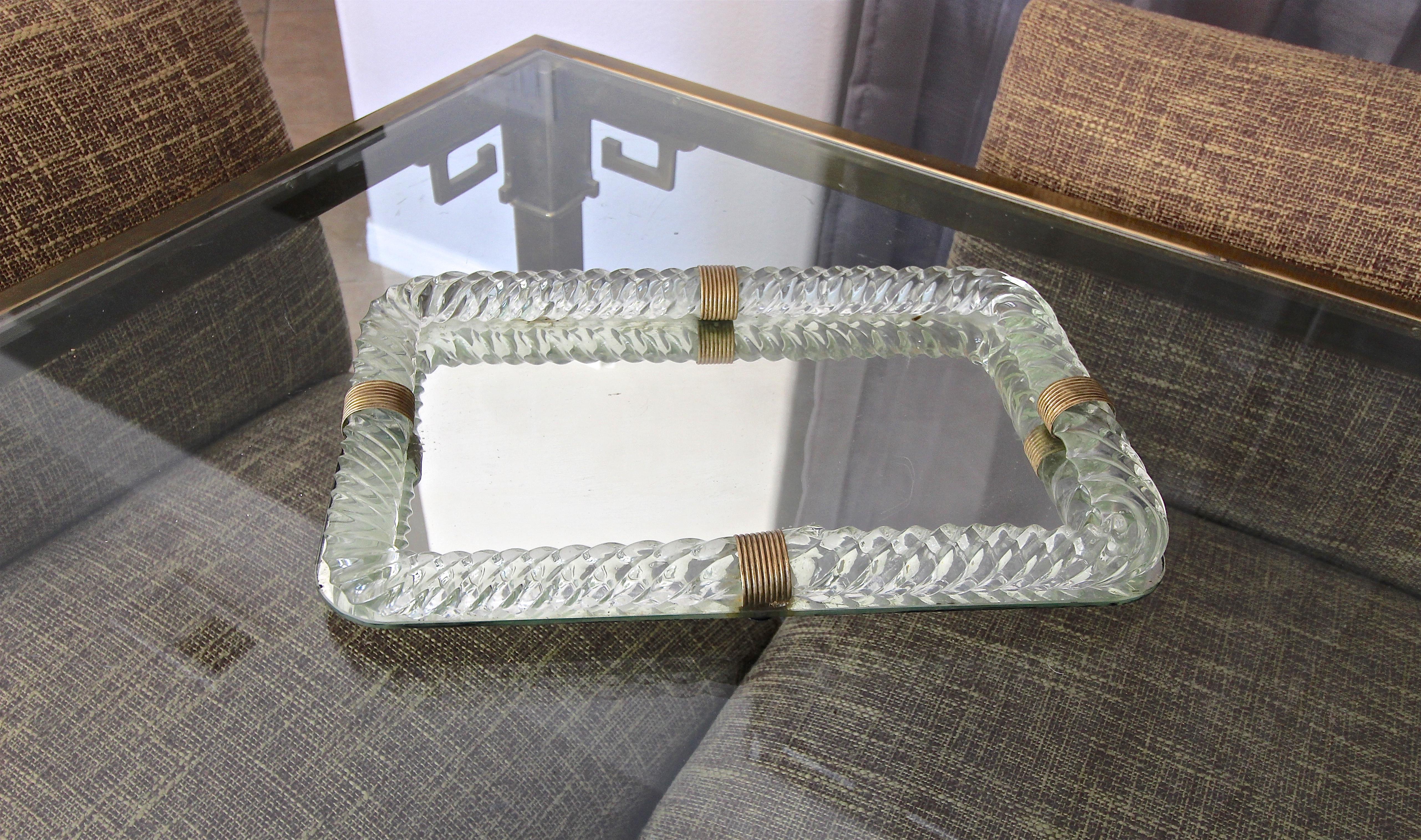 Venini Style Murano Twisted Rope Glass Vanity Tray 12