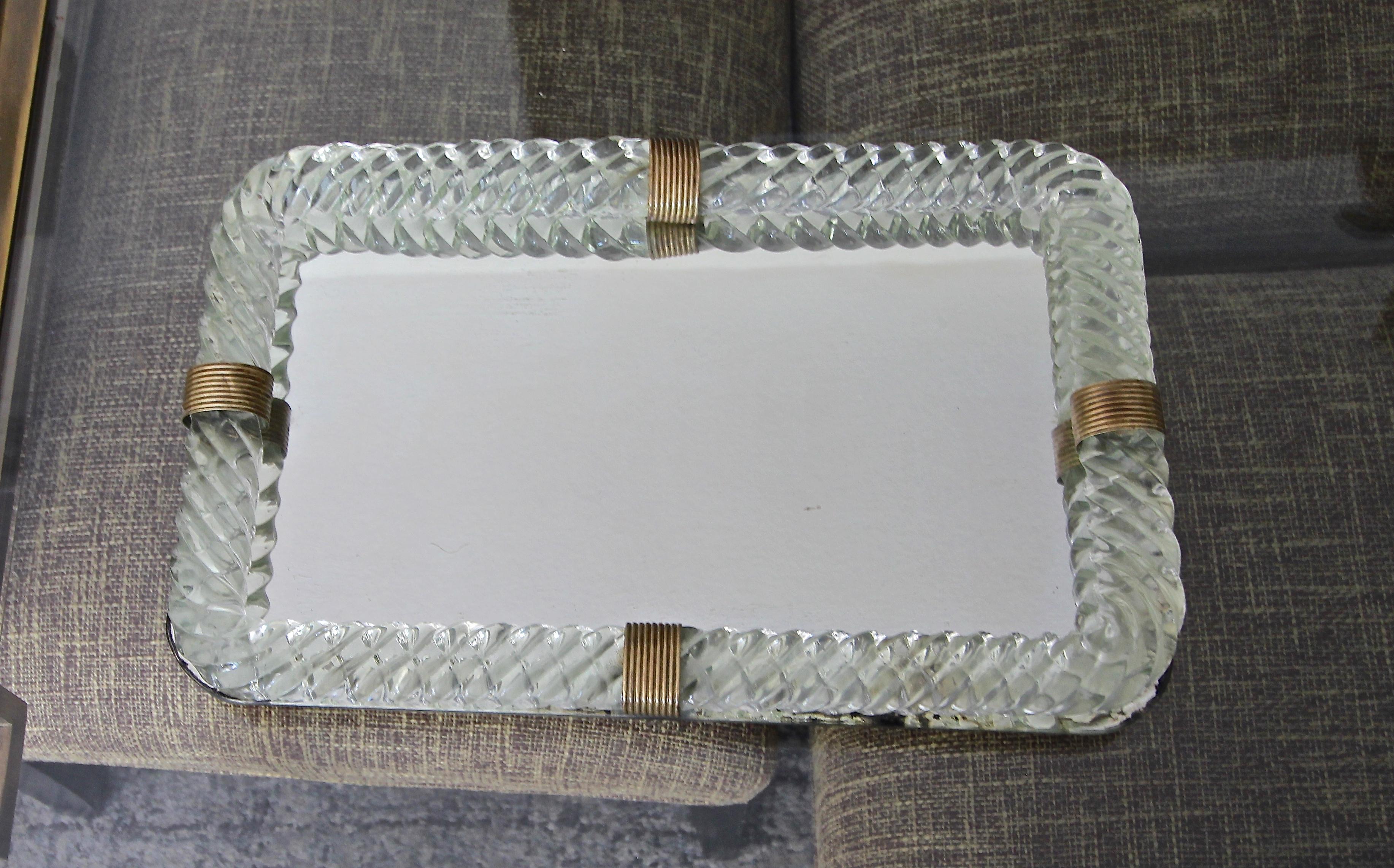 Venini Style Murano Twisted Rope Glass Vanity Tray In Good Condition In Palm Springs, CA