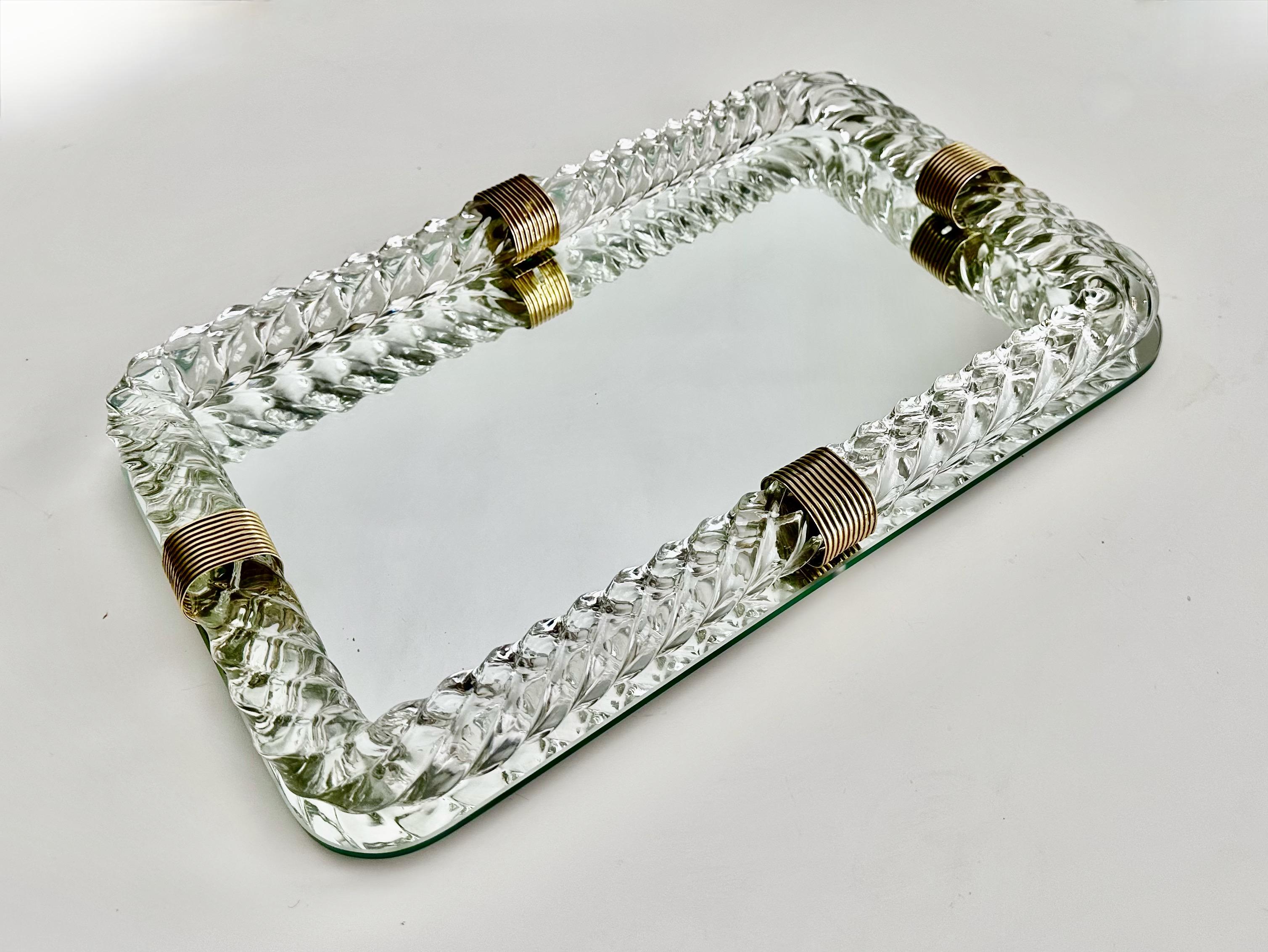 Venini Style Murano Twisted Rope Glass Vanity Tray In Good Condition In Palm Springs, CA