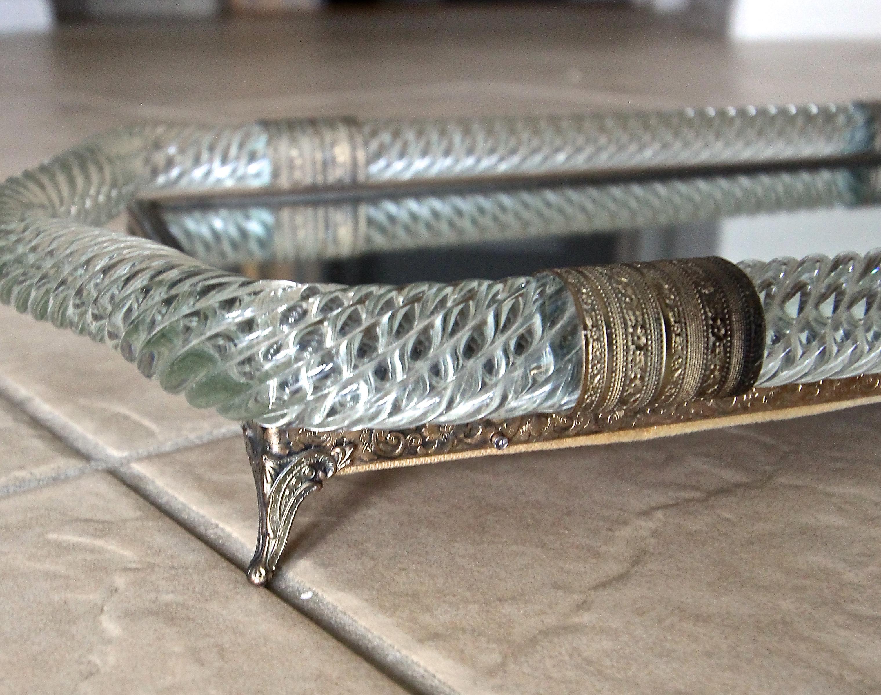 Venini Style Murano Twisted Rope Glass Vanity Tray 2