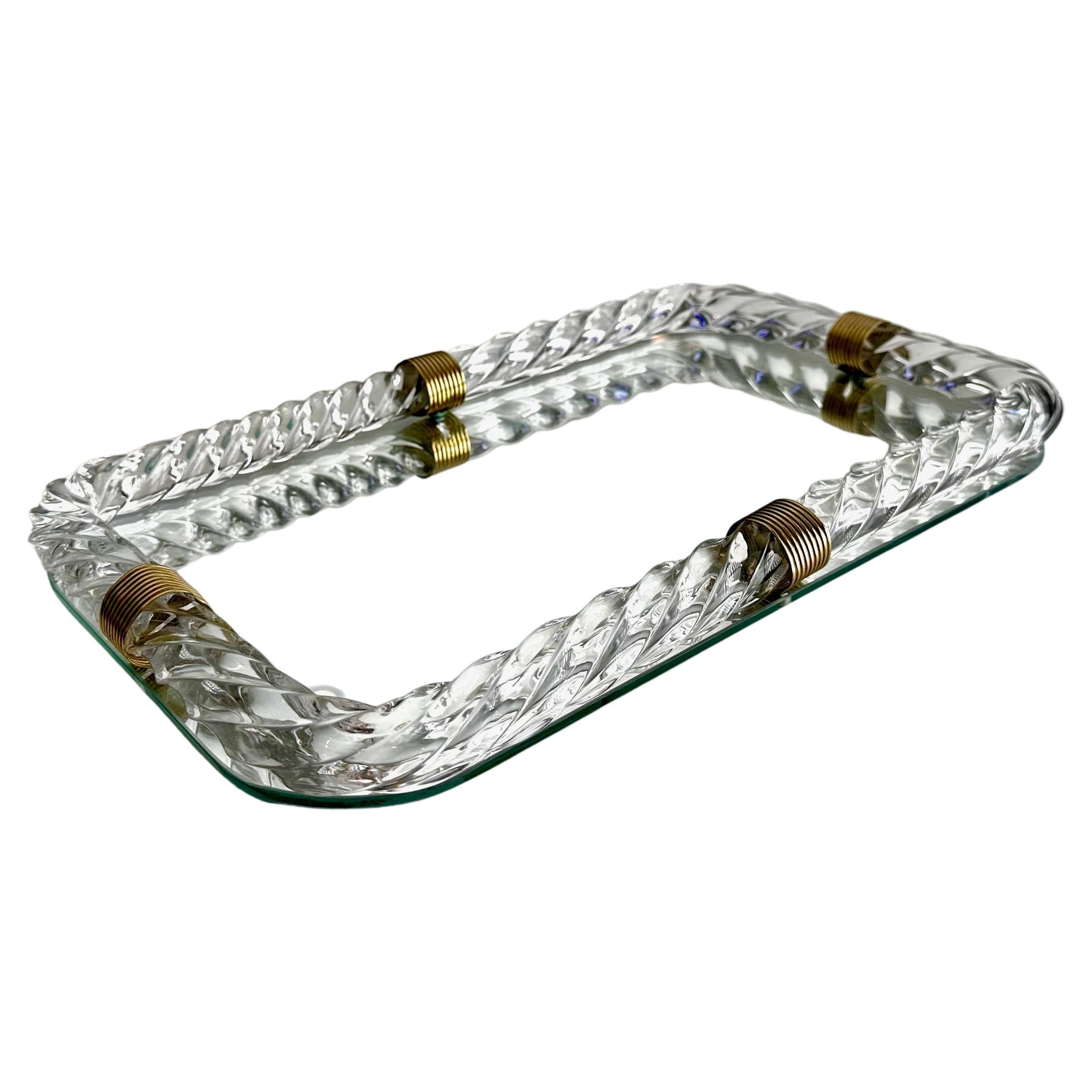 Venini Style Murano Twisted Rope Glass Vanity Tray