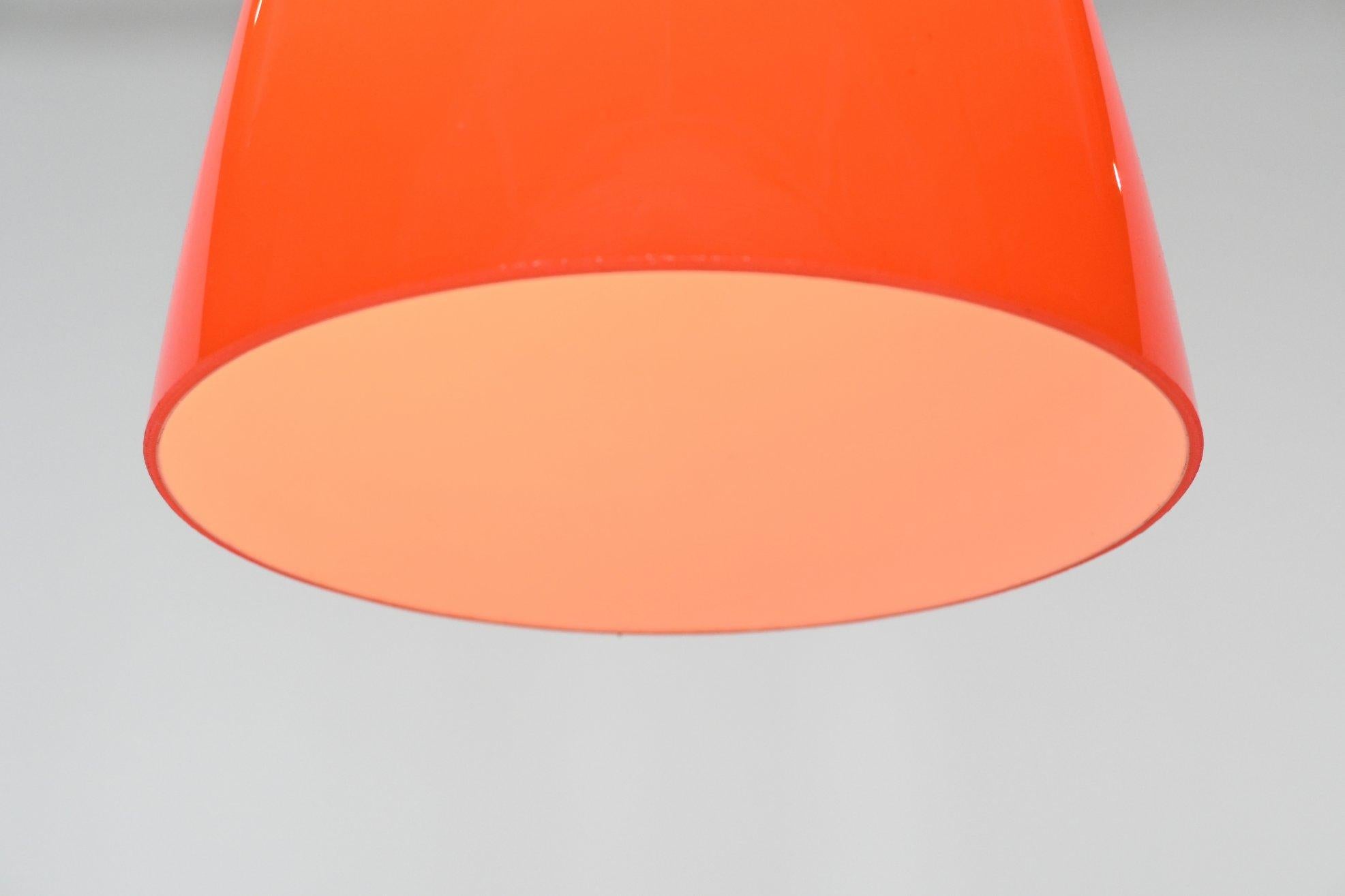 Venini Style Orange Glass Pendant Lamp, Italy, 1960 4
