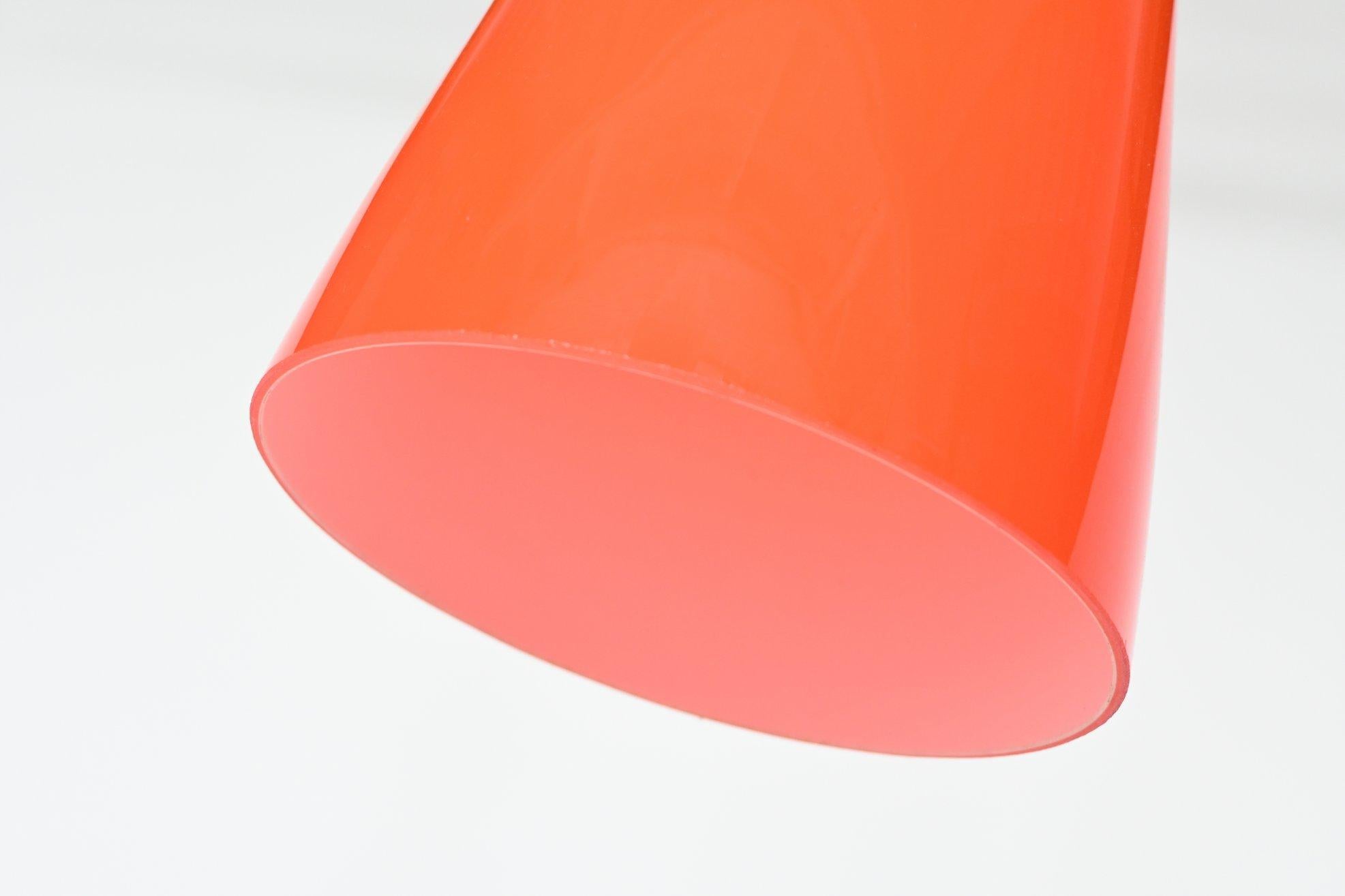 Venini Style Orange Glass Pendant Lamp, Italy, 1960 In Good Condition In Etten-Leur, NL