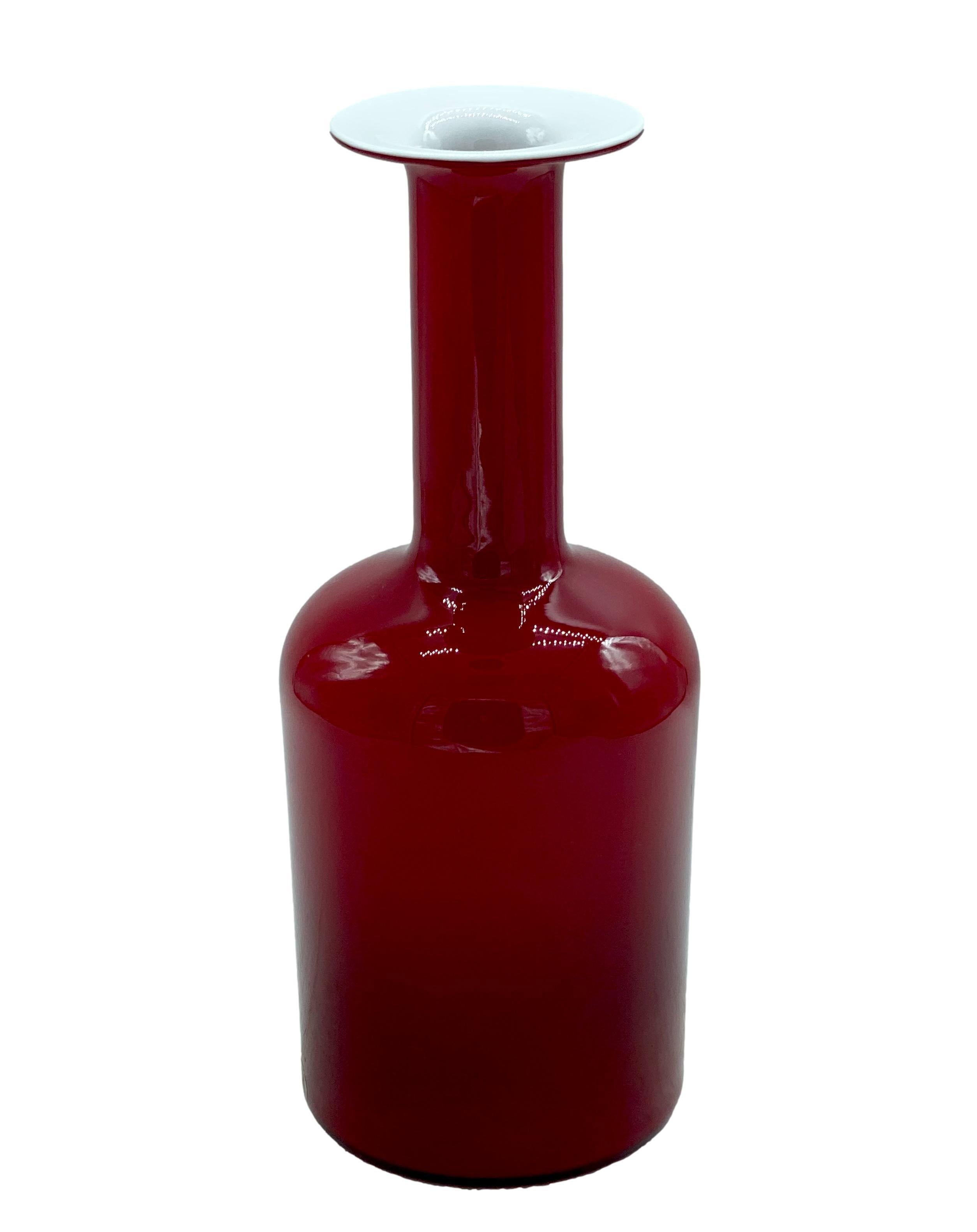 Italian Otto Brauer Red Murano Glass Bottle,  1960s
