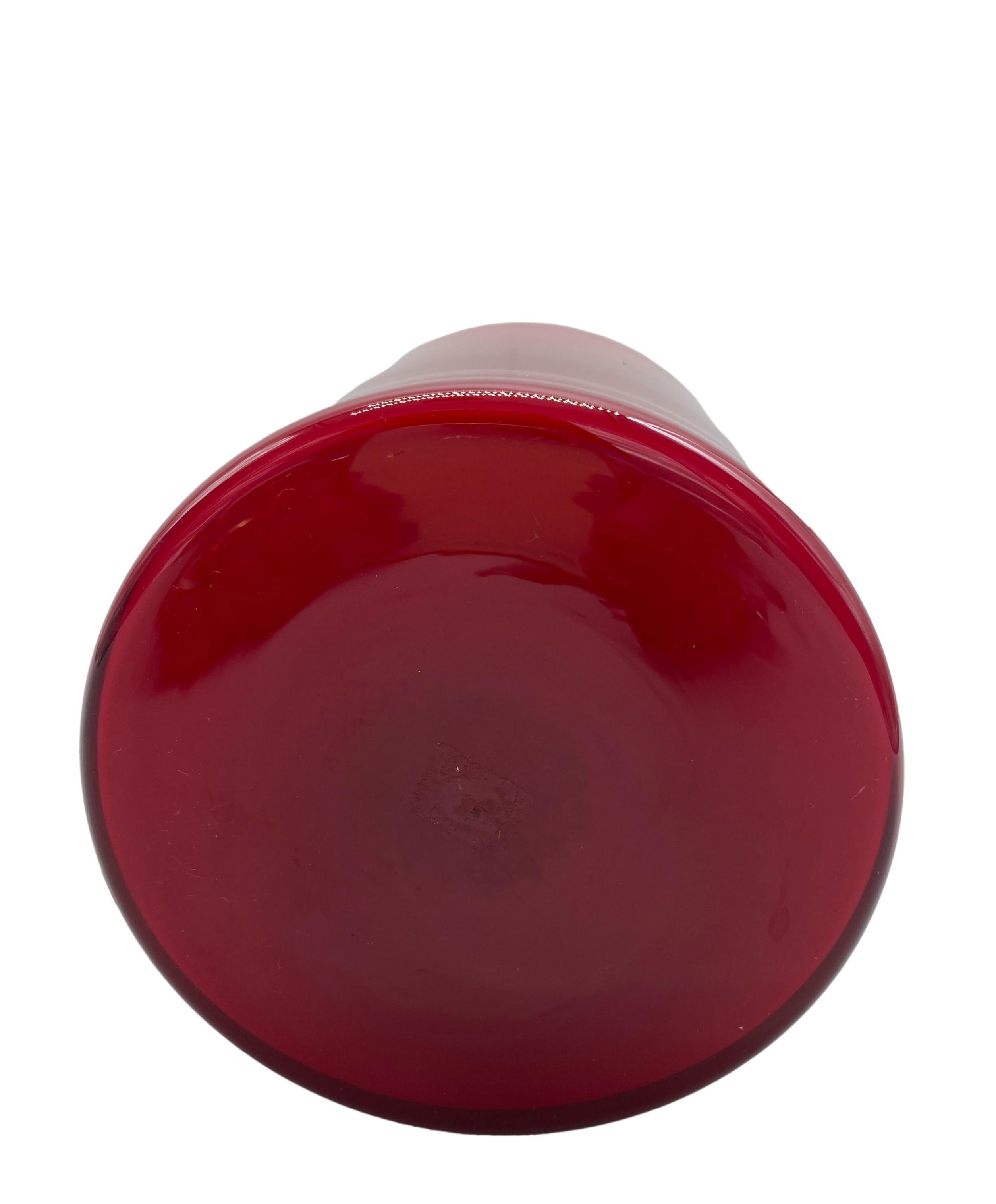Otto Brauer Red Murano Glass Bottle,  1960s In Good Condition In Naples, IT