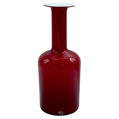 Venini Style Red Murano Glass Bottle, Italy 1960s