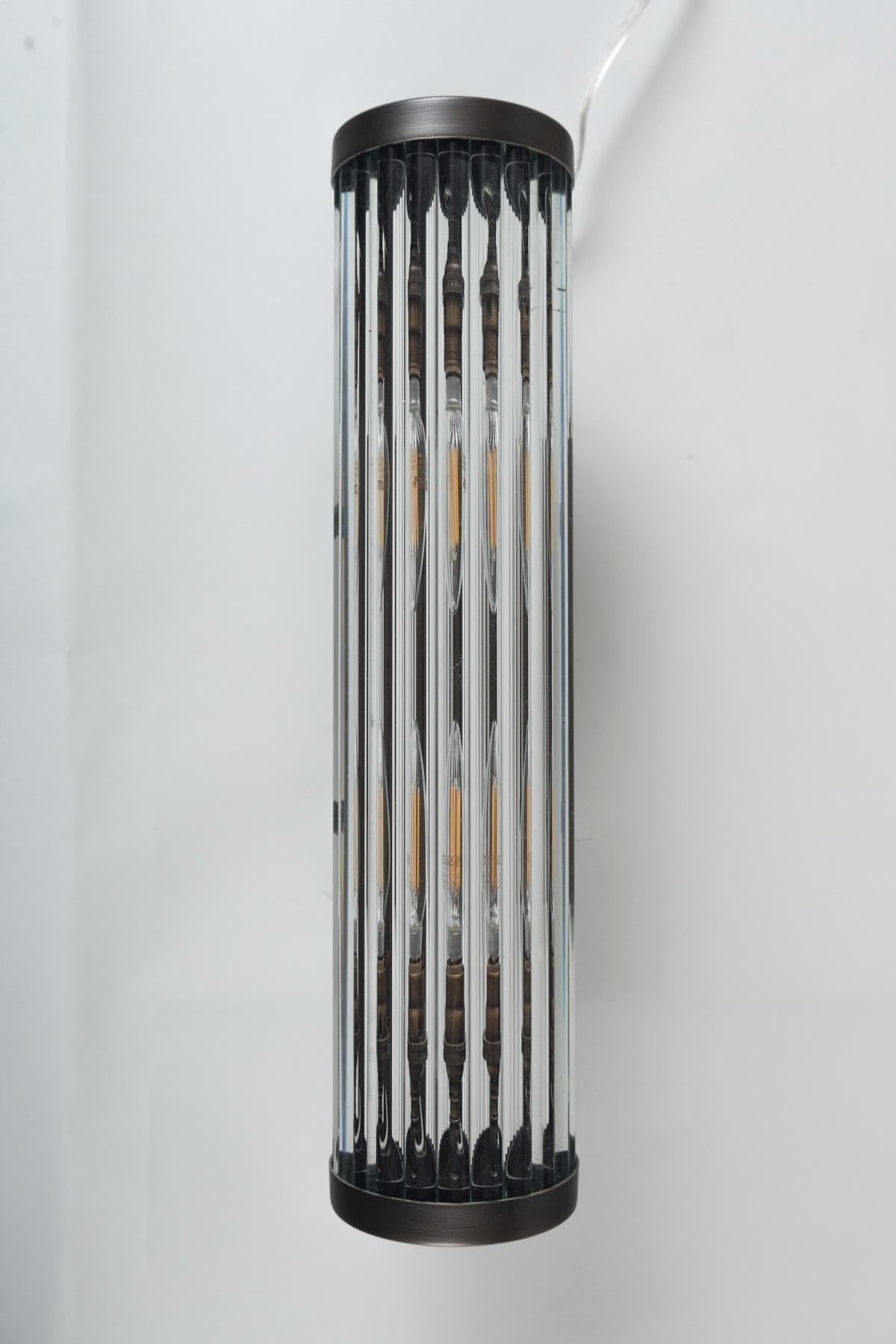 Mid-Century Modern Venini Style Straight Arm Wall Light in Bronze