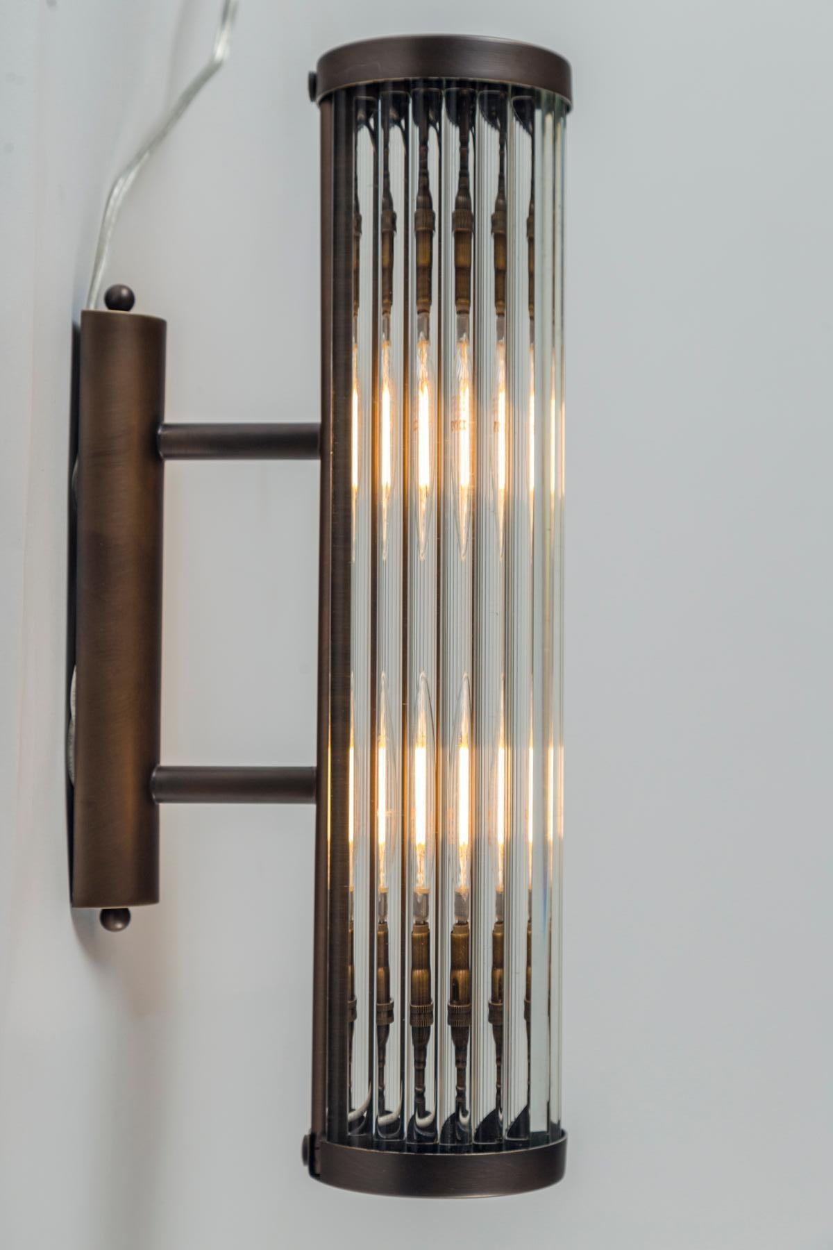 Venini Style Straight Arm Wall Light in Bronze In Excellent Condition In Westport, CT