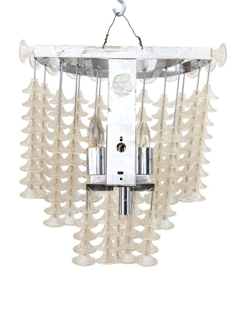 20th Century Venini Style Two-Tier Crystal Sconce For Sale