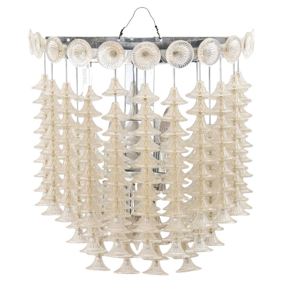 Venini Style Two-Tier Crystal Sconce