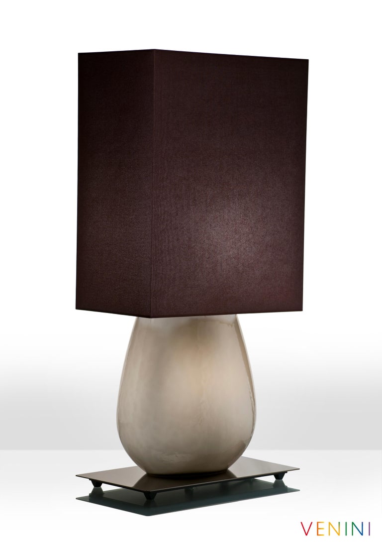 Italian Venini Sultani Large Table Light in Gray by Leonardo Ranucci For Sale