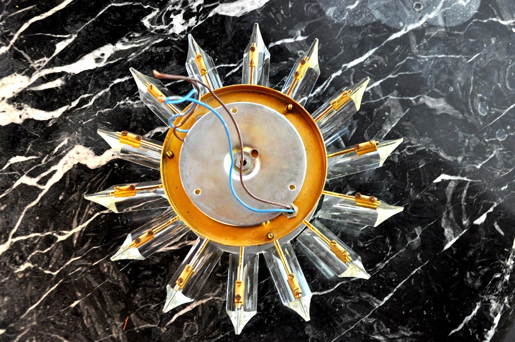 Venini Sun Wall Lamp, Triedri Glass, Italy, 1970 For Sale 1