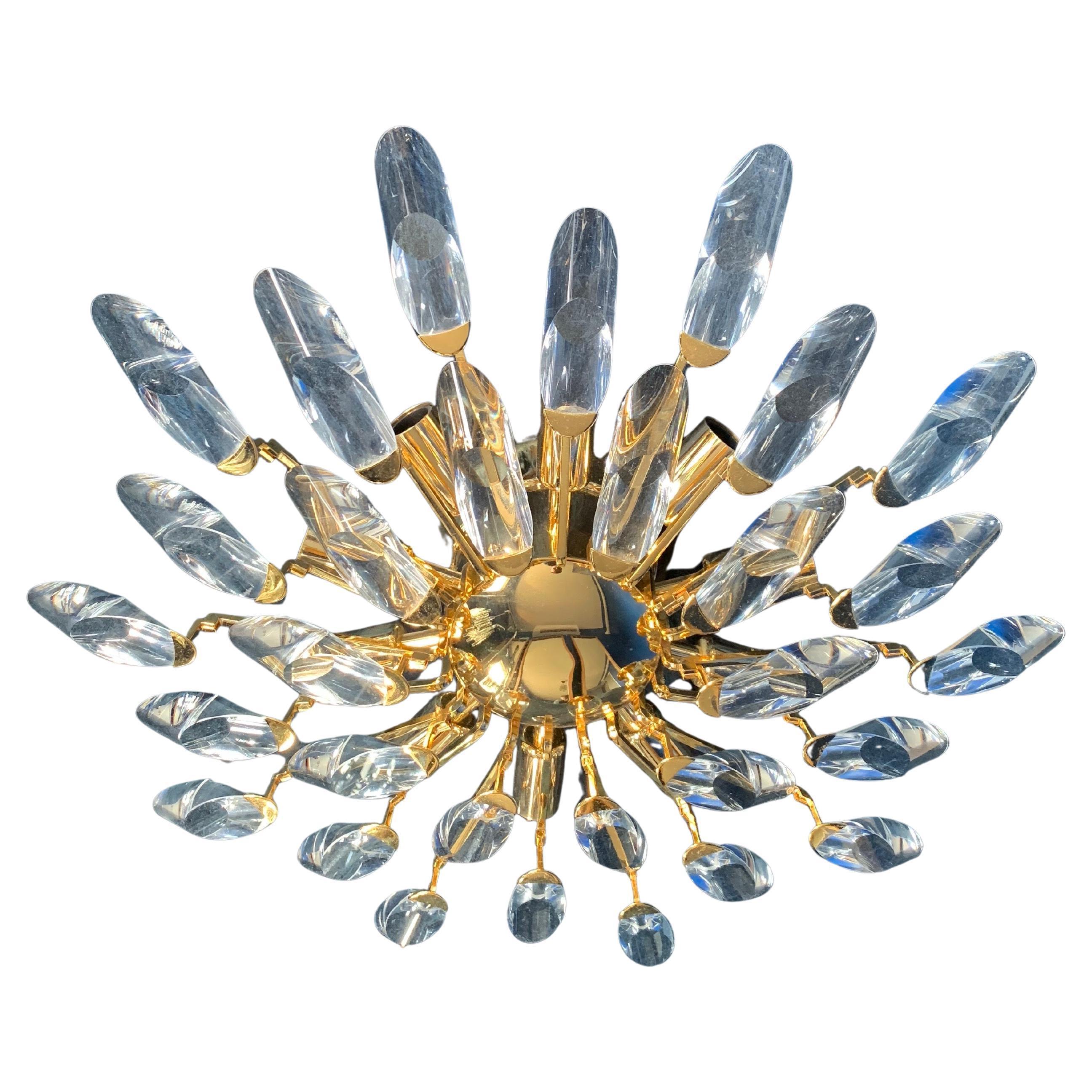 Mid-Century moderno Venini Sunburst, montatura ad incasso in metallo dorato, 1970, Austria in vendita