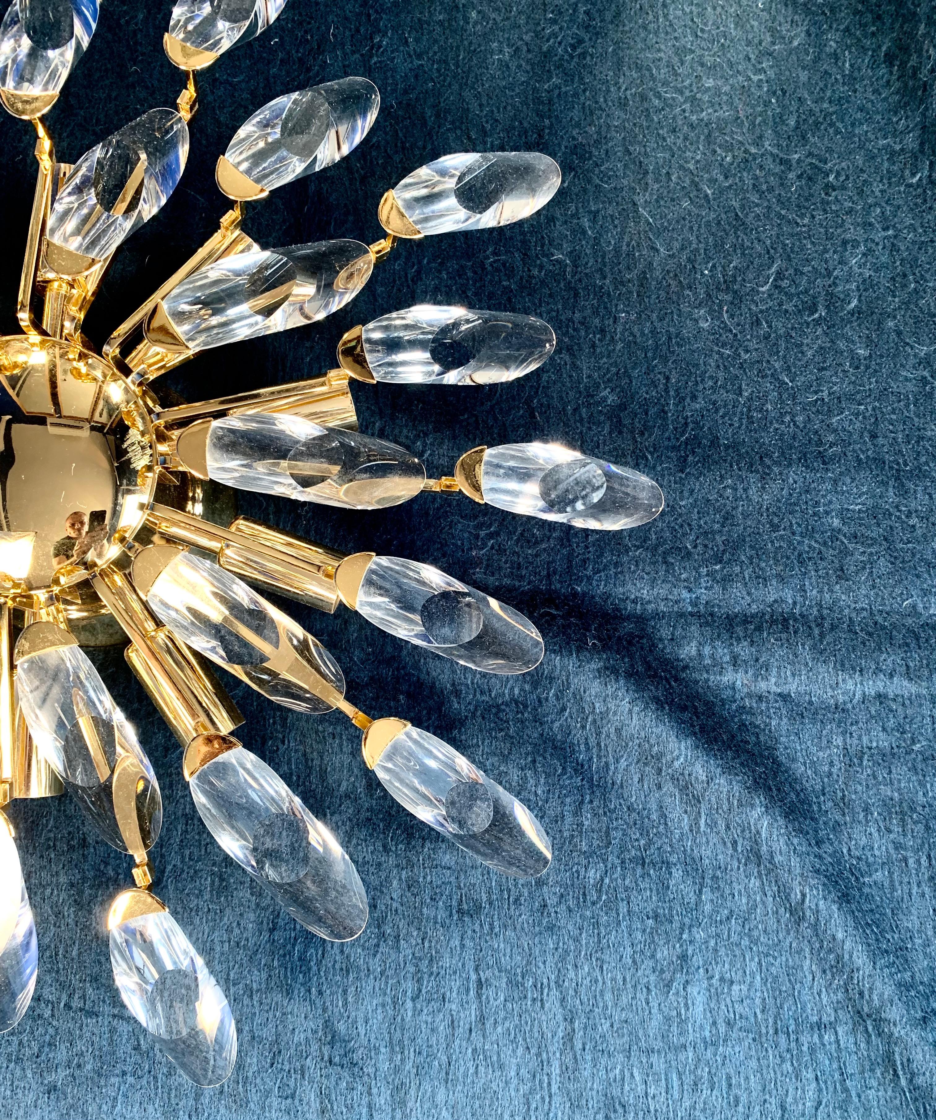 Metallo Venini Sunburst, montatura ad incasso in metallo dorato, 1970, Austria in vendita