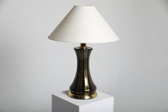 Venini Murano Glass Lamp Base in Brass, Italy, 1950s