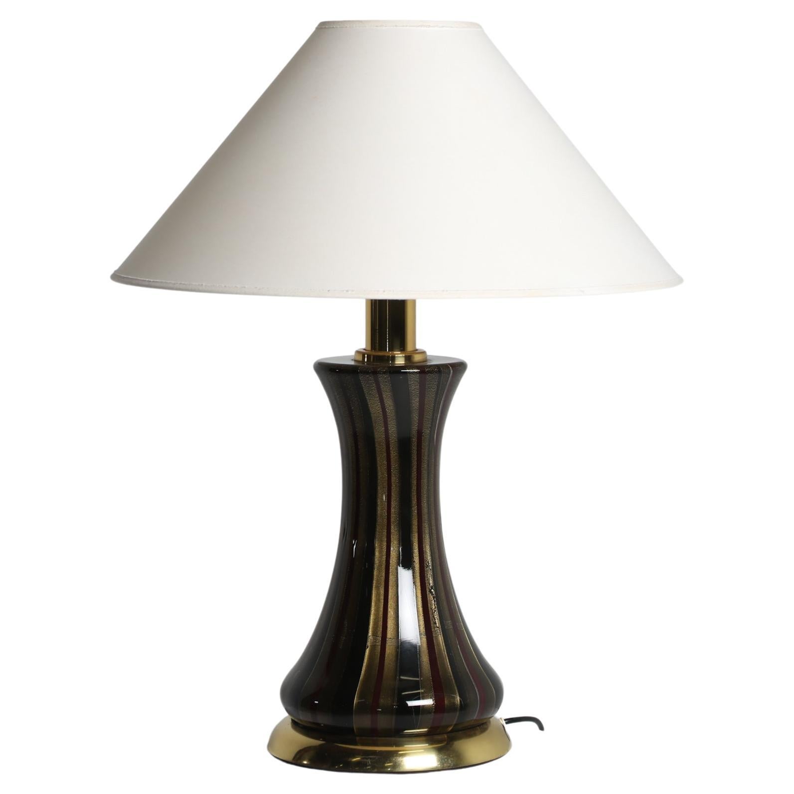 Venini Table Lamp in Murano Glass and Brass, Italy, 1950s