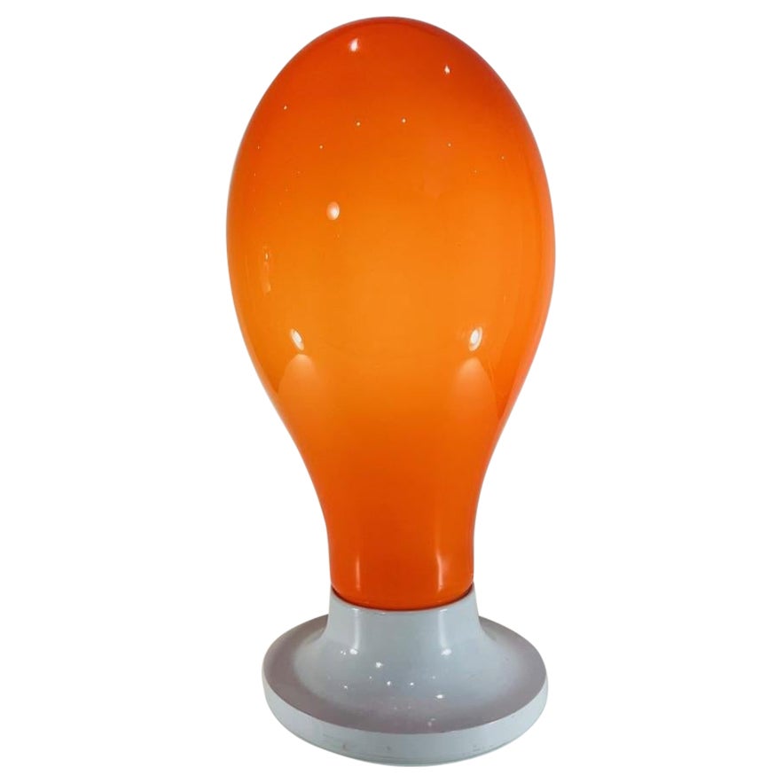 Lámpara de sobremesa Venini de cristal de Murano naranja circa 1950