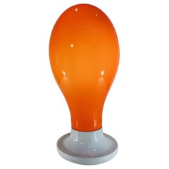 Lámpara de sobremesa Venini de cristal de Murano naranja circa 1950