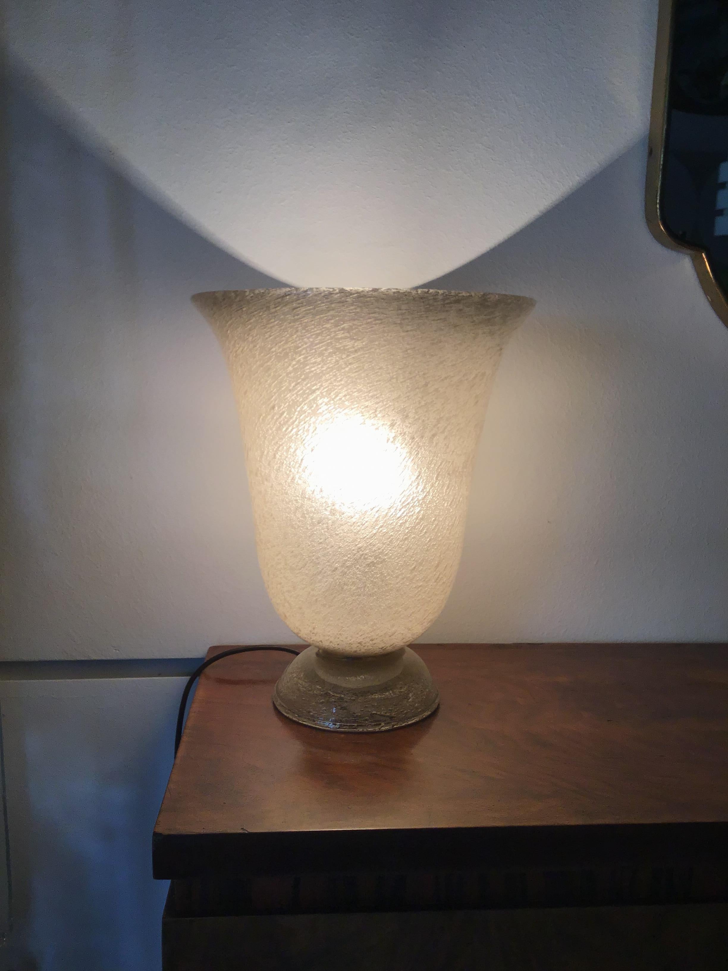 Art Deco Venini Table Lamp Murano Glass, 1930, Italy For Sale