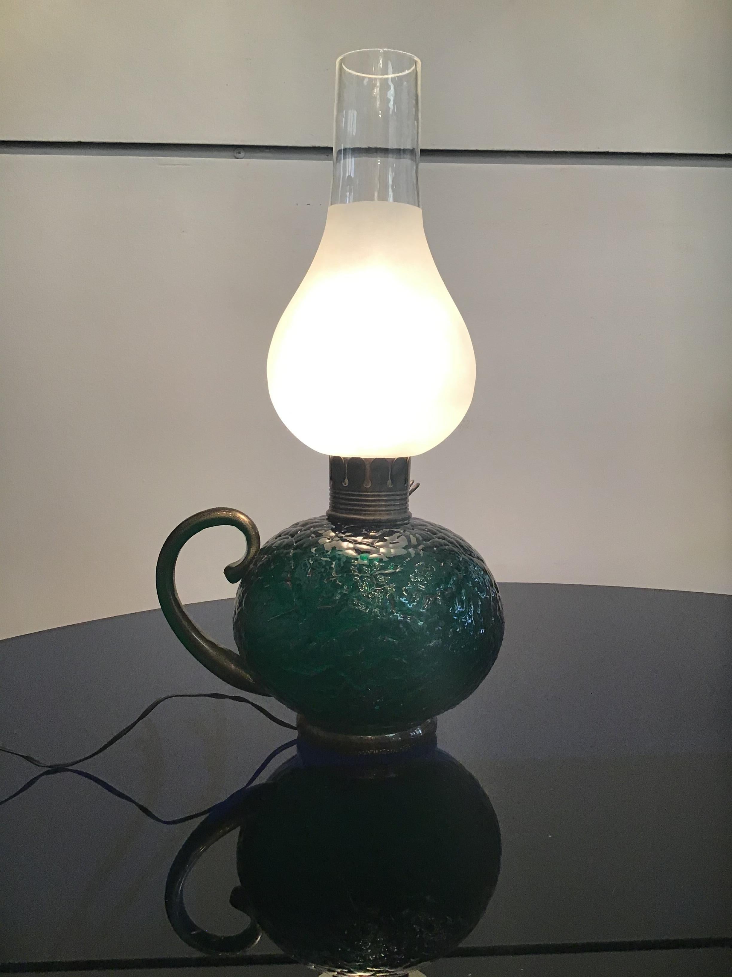 Venini Table Lamp Murano Glass Brass, 1940, Italy 4