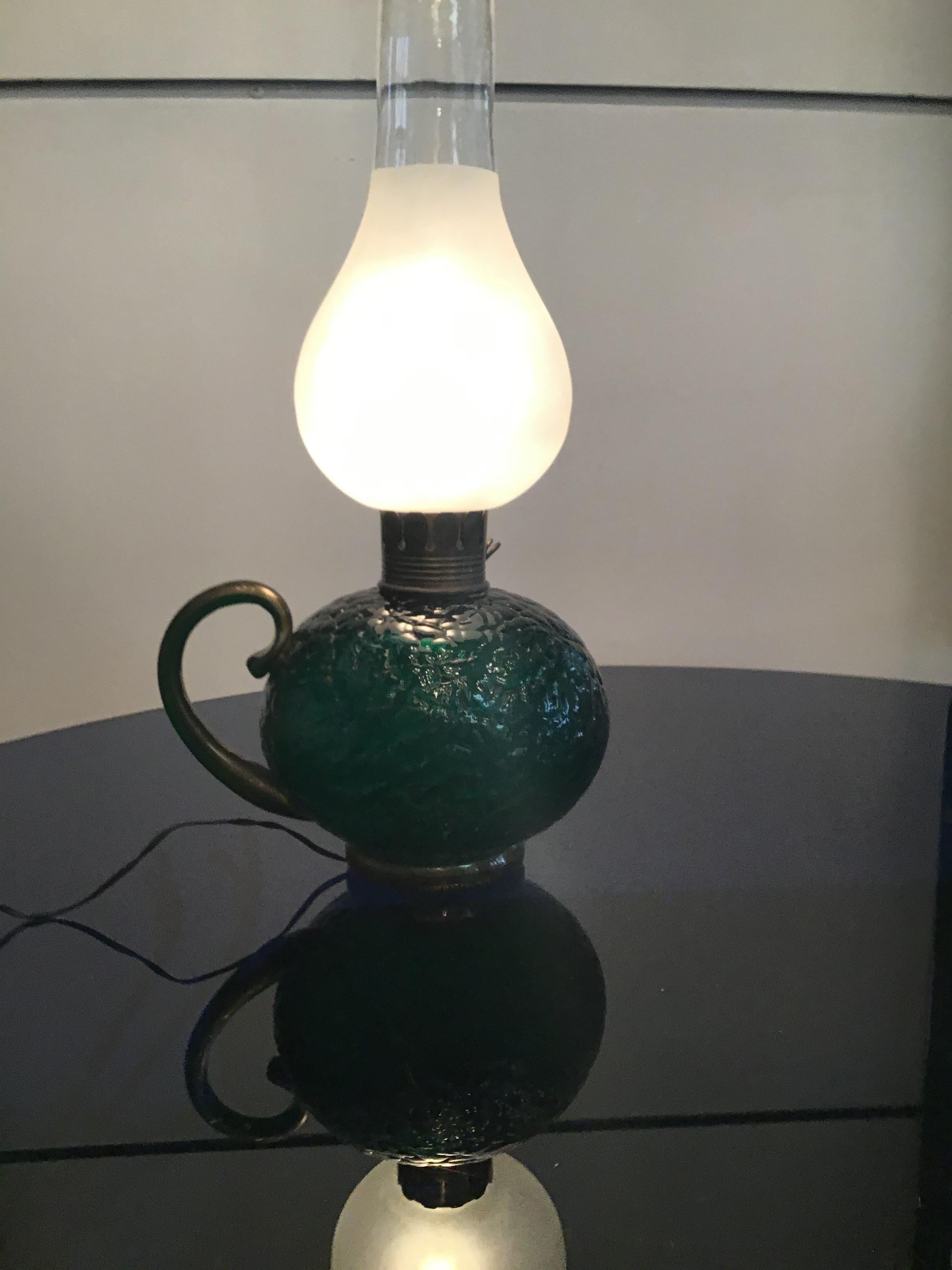 Venini Table Lamp Murano Glass Brass, 1940, Italy 5