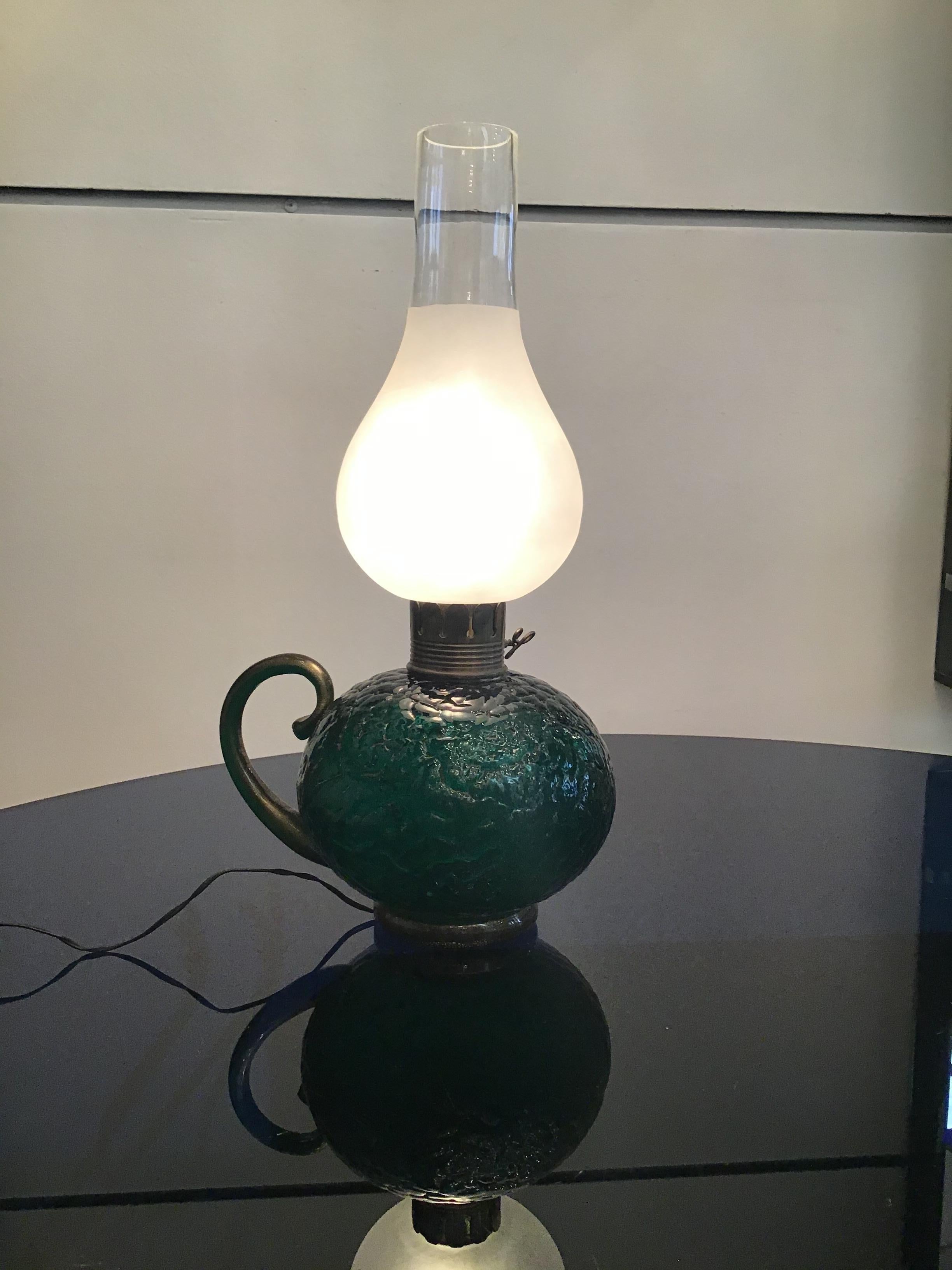 Venini Table Lamp Murano Glass Brass, 1940, Italy 6