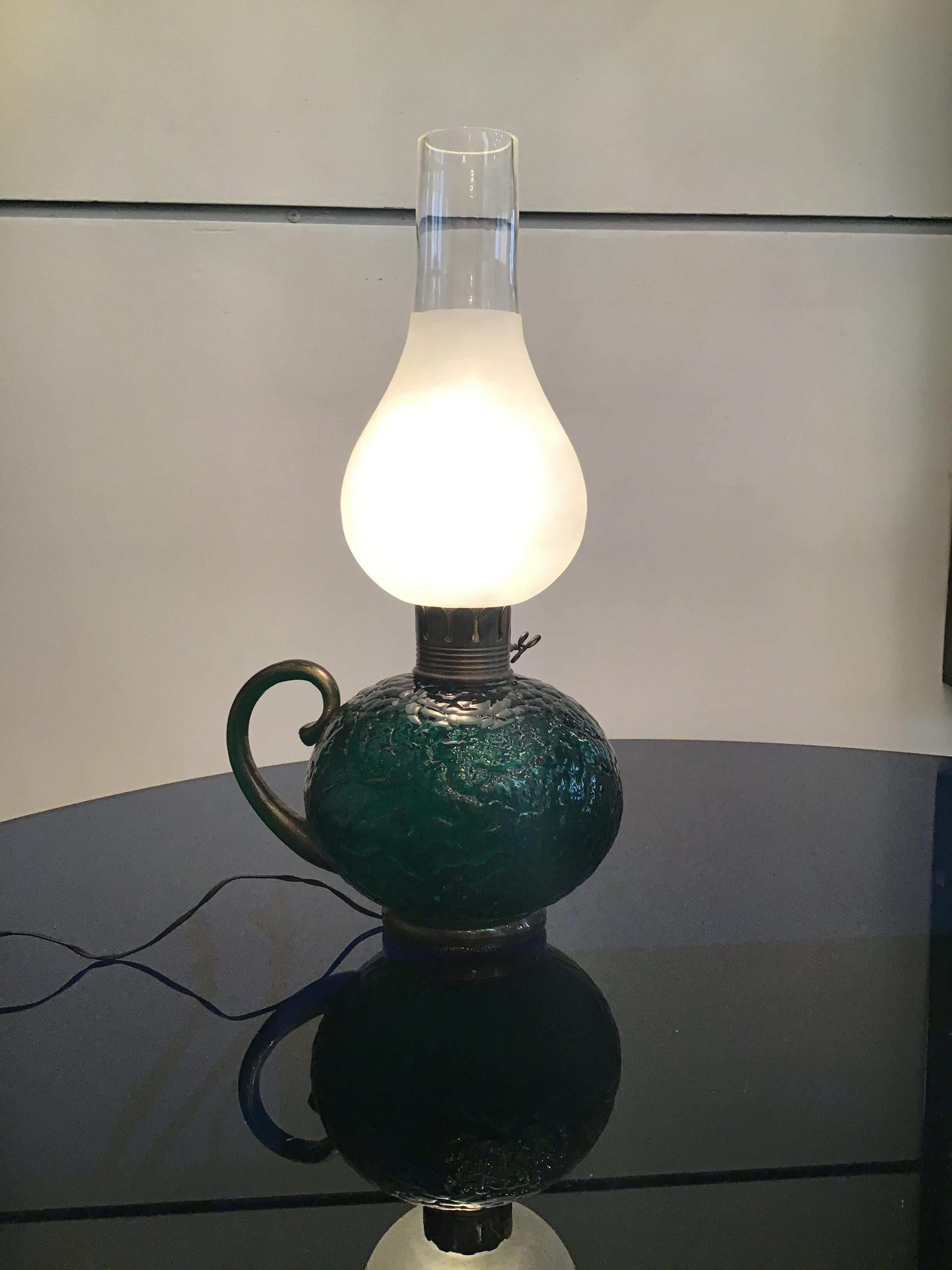 Venini Table Lamp Murano Glass Brass, 1940, Italy 8