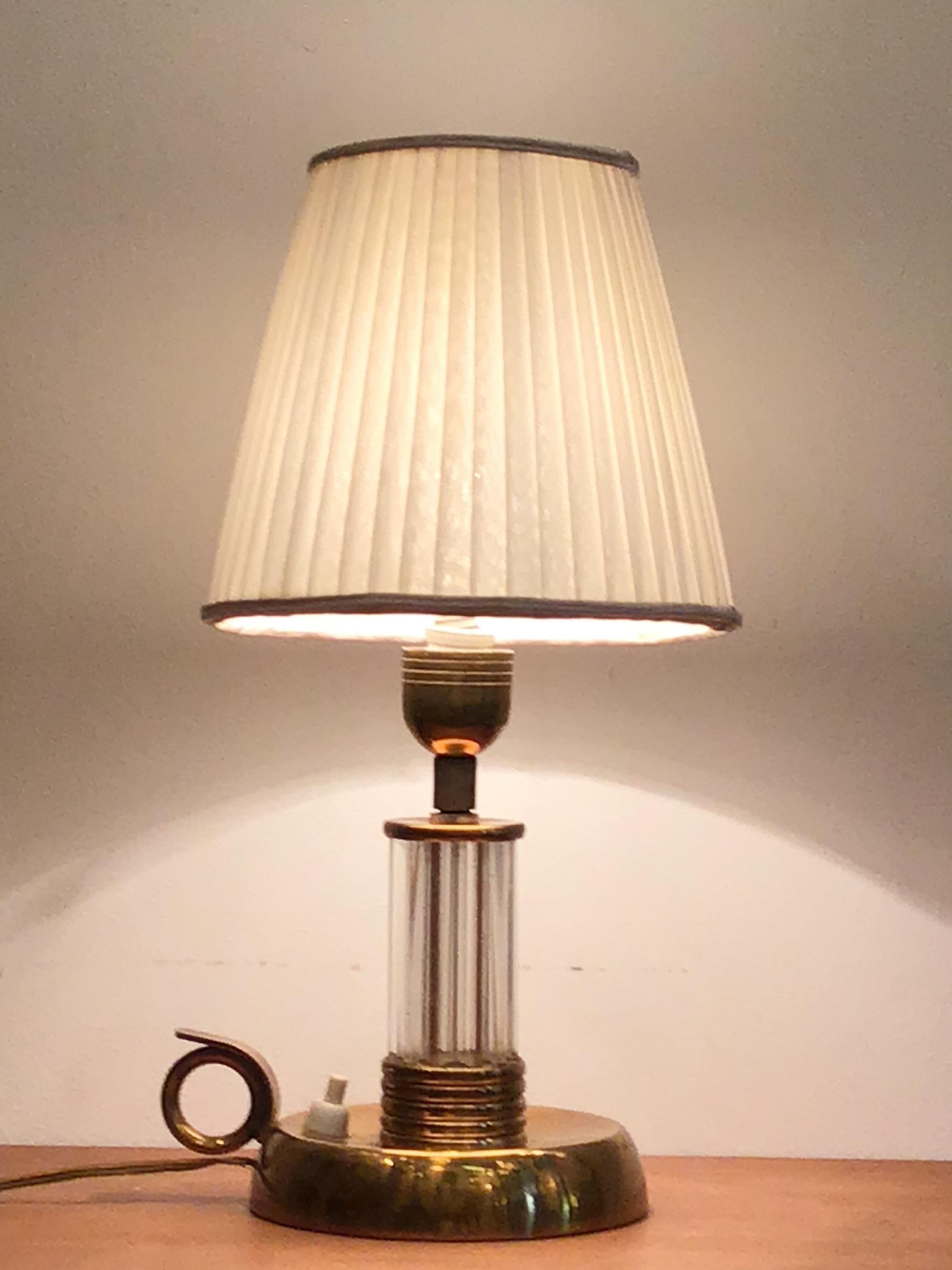 Italian Venini Table Lamp Murano Glass Brass, 1940, Italy