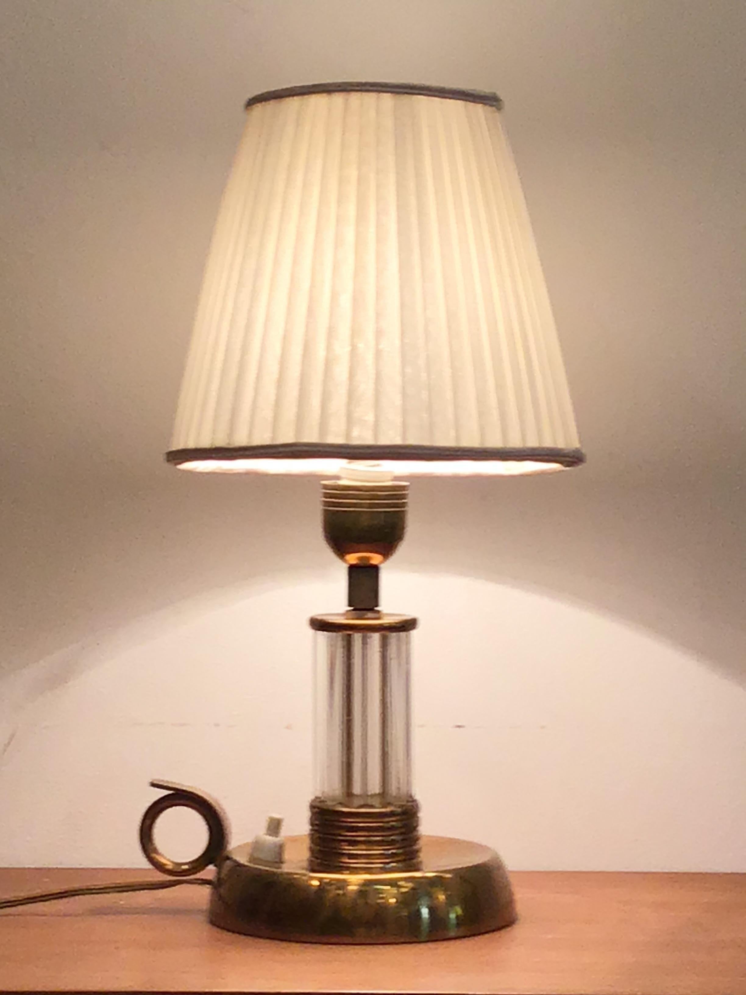 Venini Table Lamp Murano Glass Brass, 1940, Italy In Excellent Condition In Milano, IT
