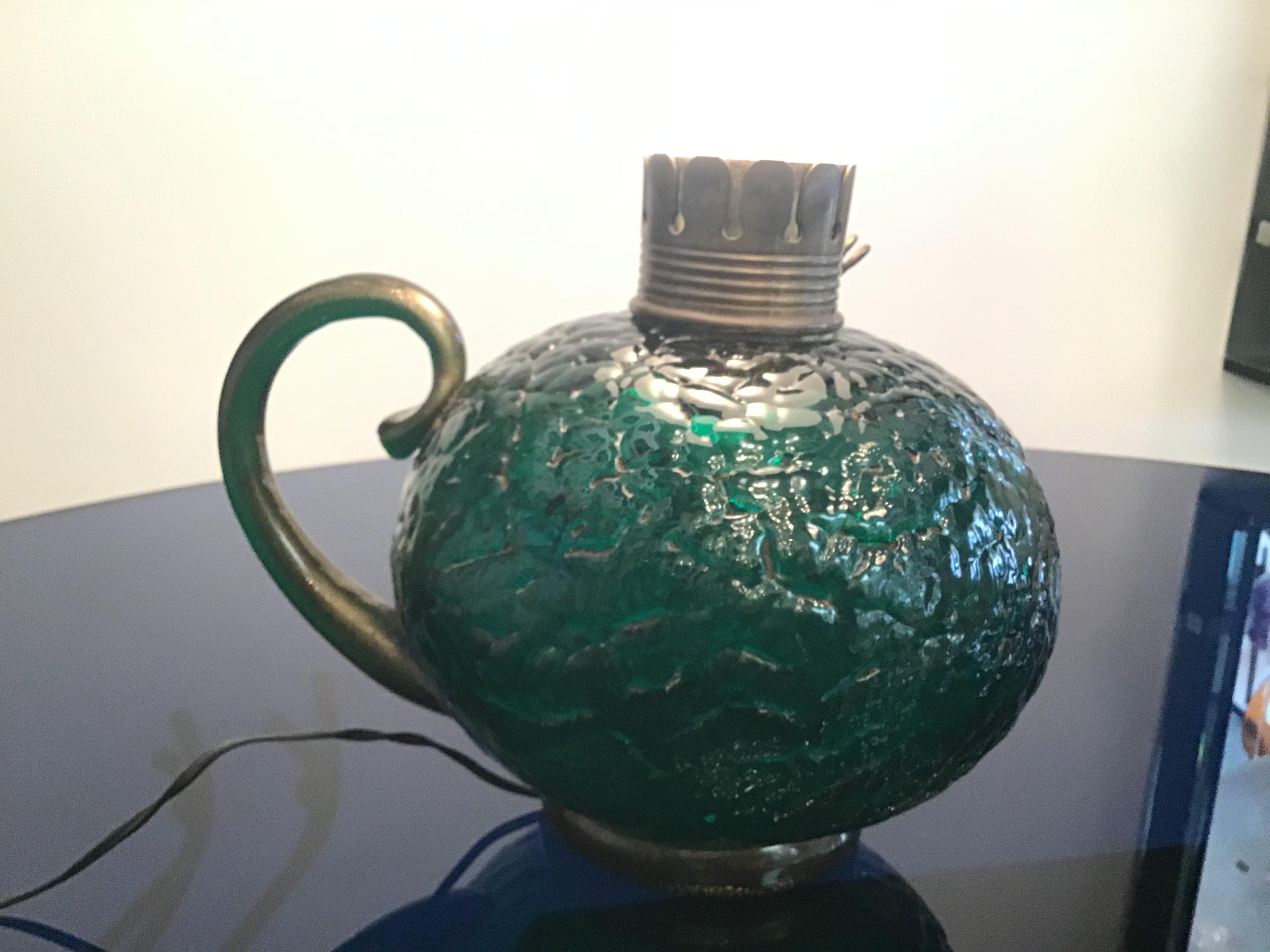 Venini Table Lamp Murano Glass Brass, 1940, Italy In Excellent Condition In Milano, IT