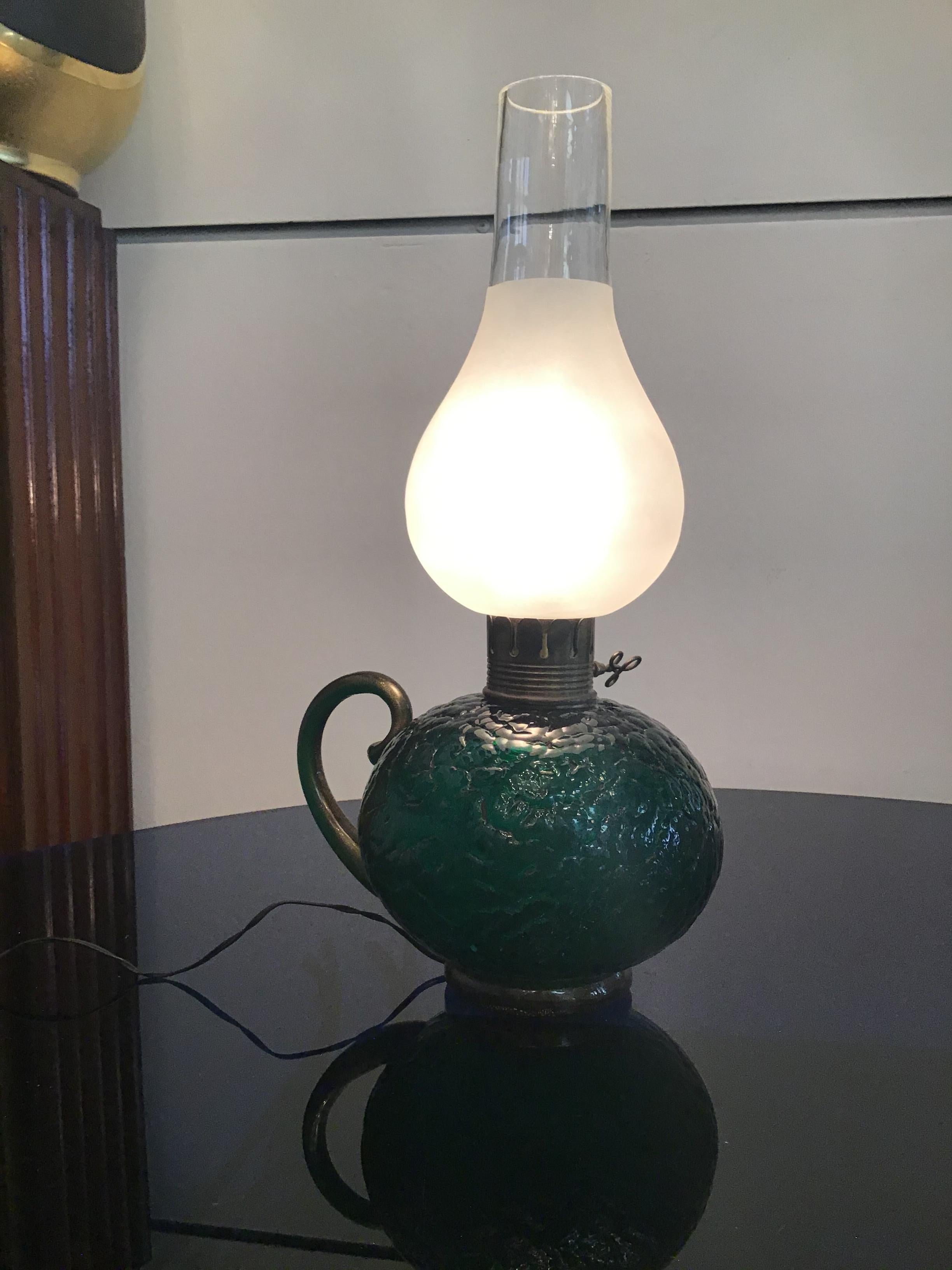 Venini Table Lamp Murano Glass Brass, 1940, Italy 3