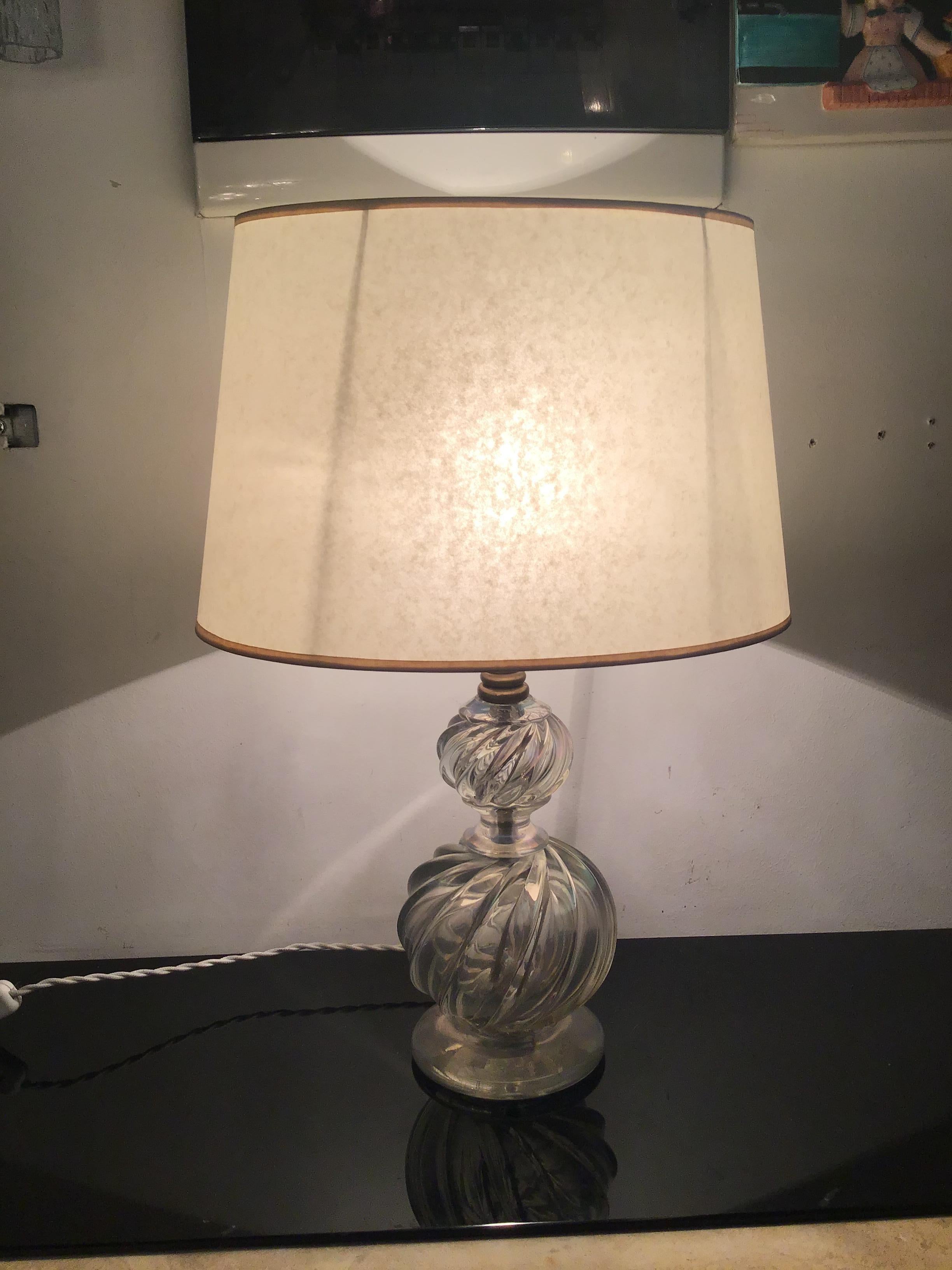 Venini Table Lamp Murano Glass Brass Lampshade, 1940, Italy For Sale 4