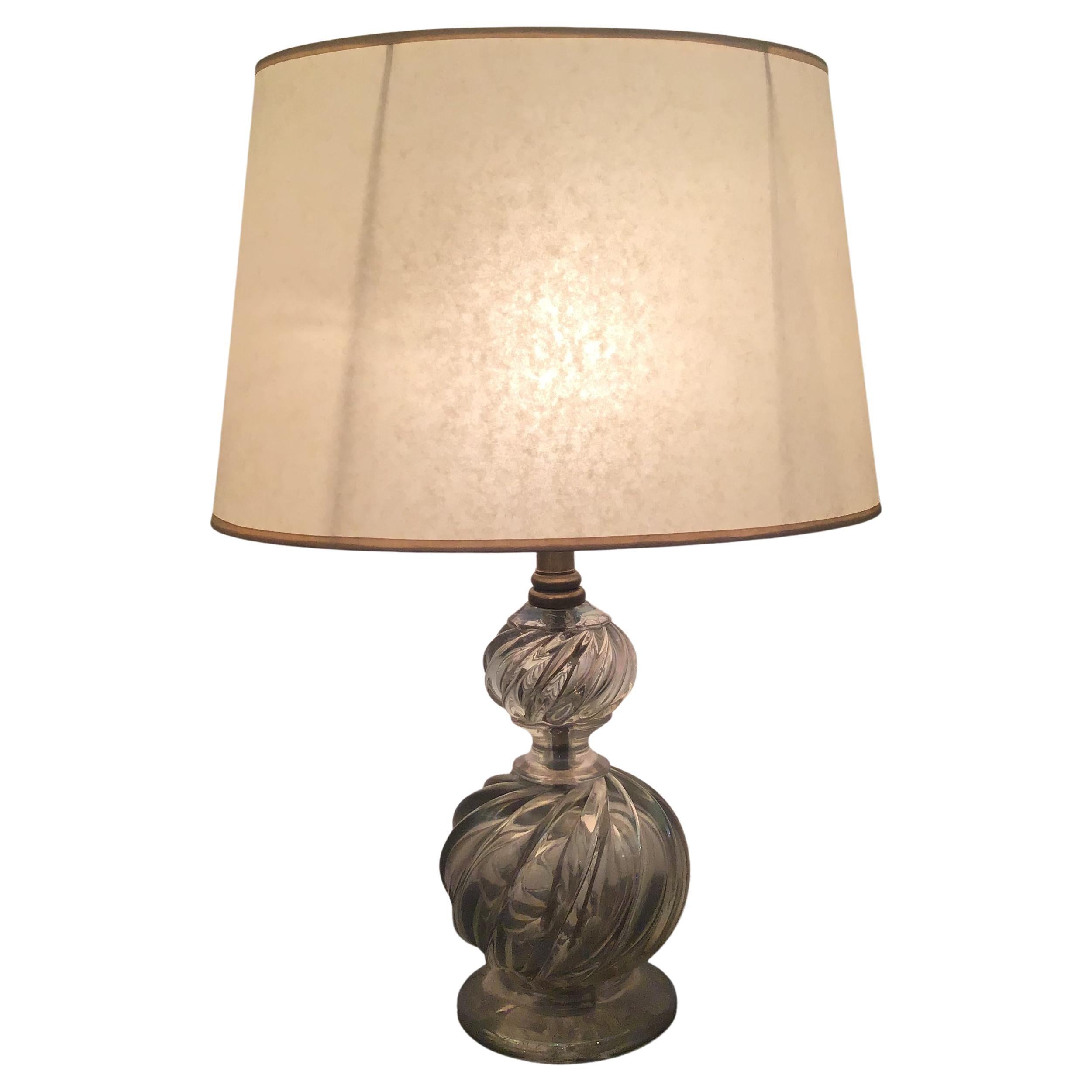 Venini Table Lamp Murano Glass Brass Lampshade, 1940, Italy For Sale