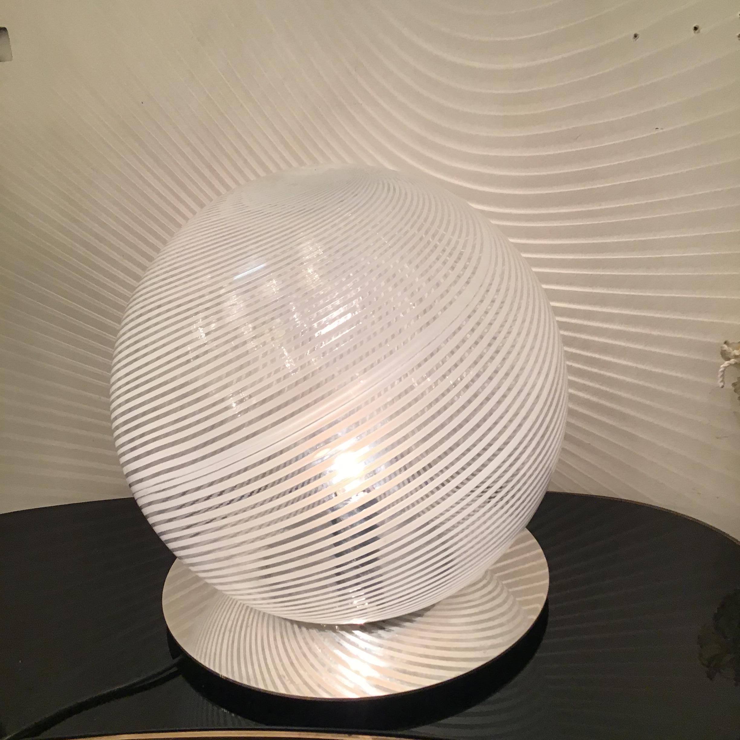 Venini Table Lamp Murano Glass Metal Crome 1960 Italy For Sale 9