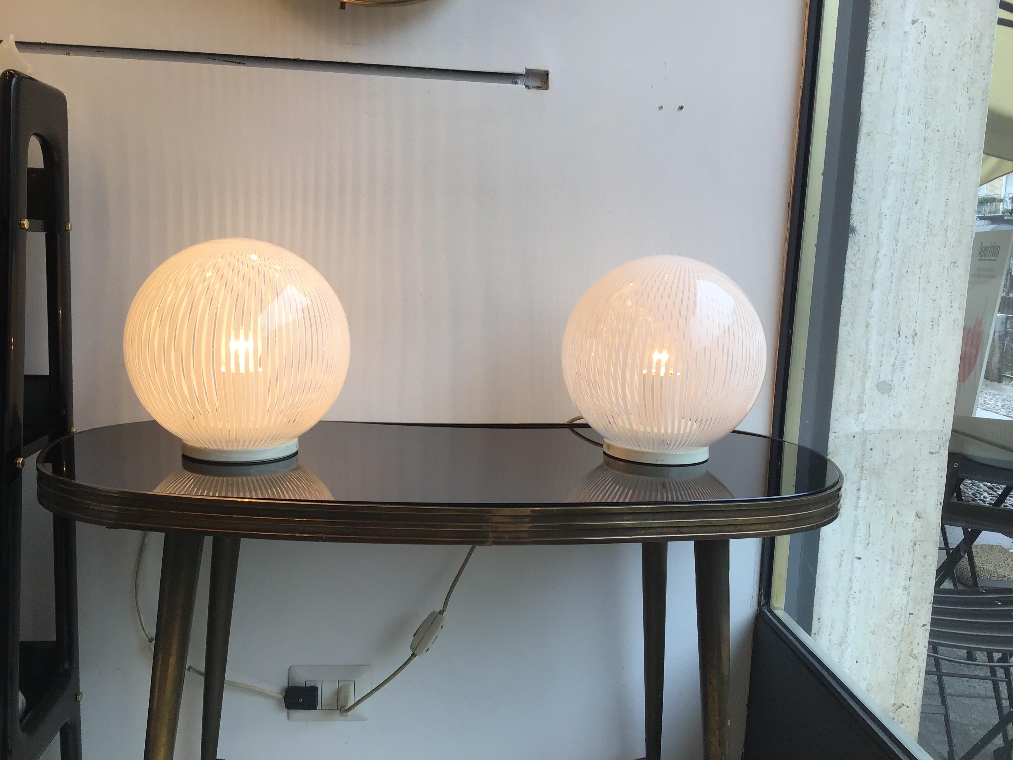 Lampes de bureau deux lampes Venini en métal et verre de Murano, 1965, Italie en vente 7
