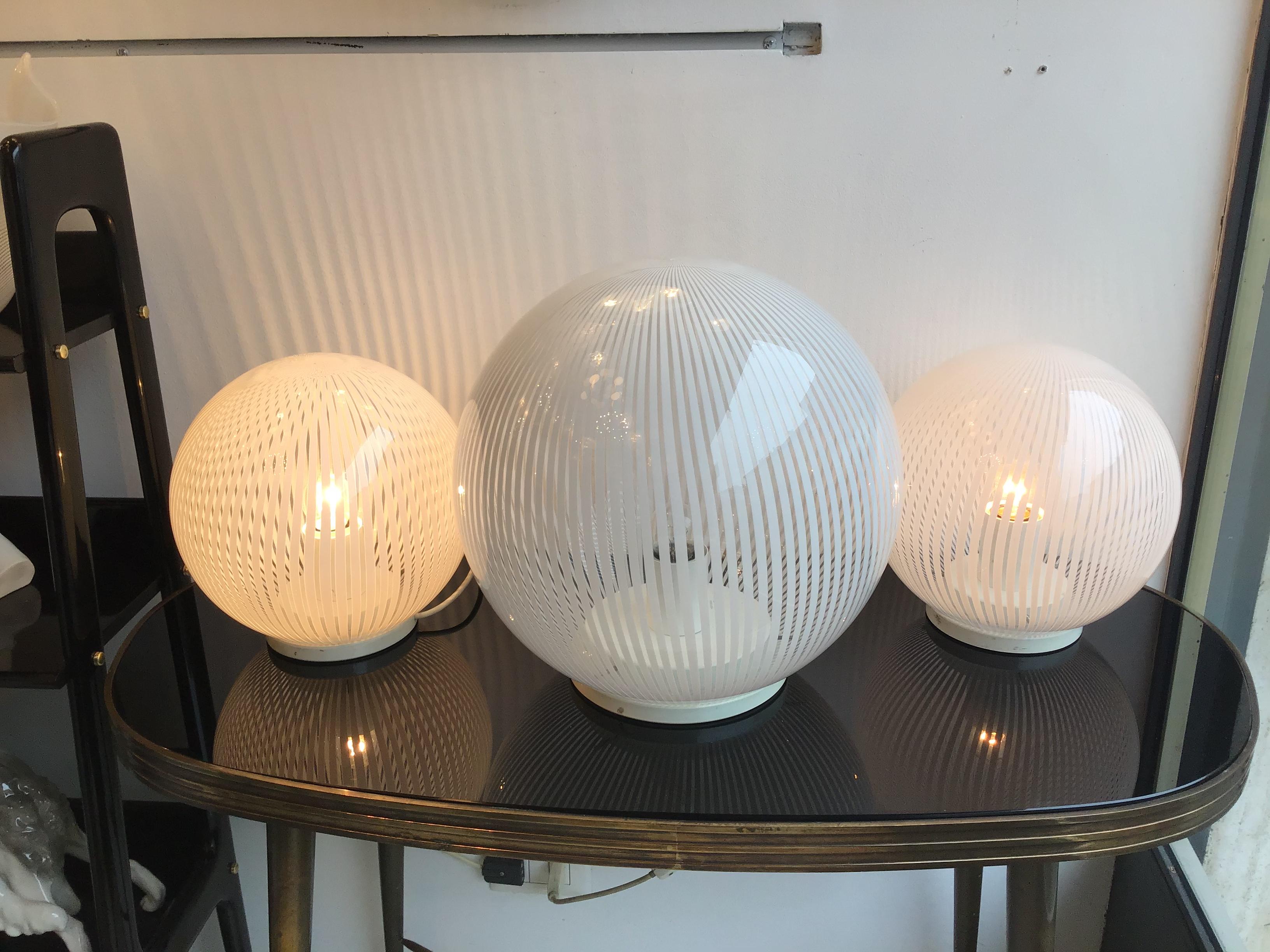 Autre Lampes de table Venini Triptyque Verre Murano Métal, 1965, Italie en vente