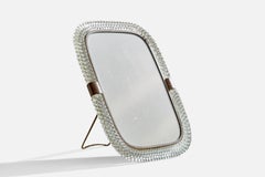 Vintage Venini, Table Mirror, Murano Glass, Brass, Mirror Glass, Italy, 1940s