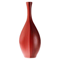 Venini Tall Tessuti Battuti Vase in Red by Carlo Scarpa