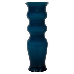 VENINI tall vase Odalische Blue & White Murano Glass, Signed 2013 Made in Italy