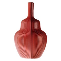 Venini Tessuti Battuti Vase in Red by Carlo Scarpa